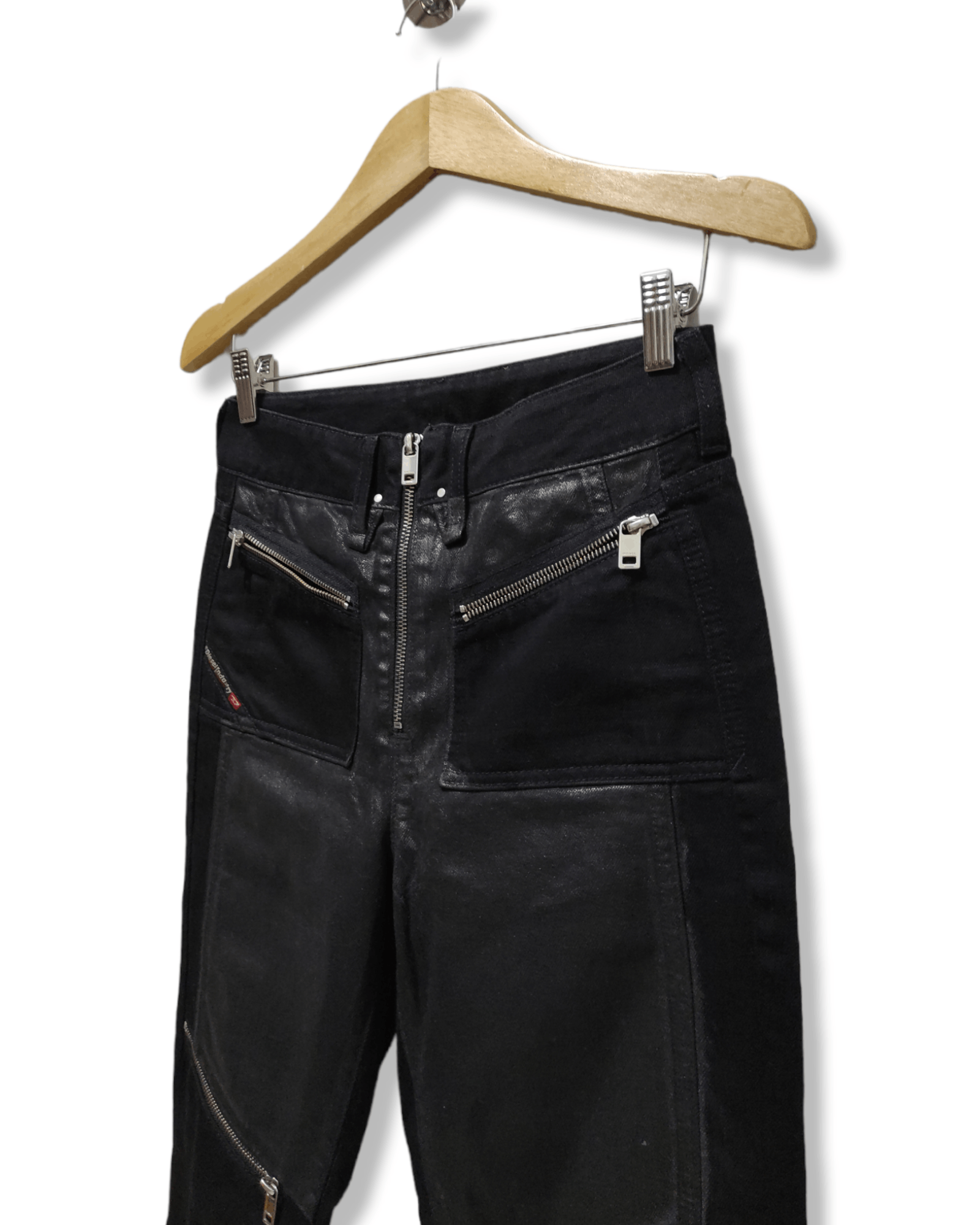 Diesel × Diesel Black Gold Diesel Wax Black Gold Zippered Biker Trouser Pants Size US 29 - 6 Thumbnail