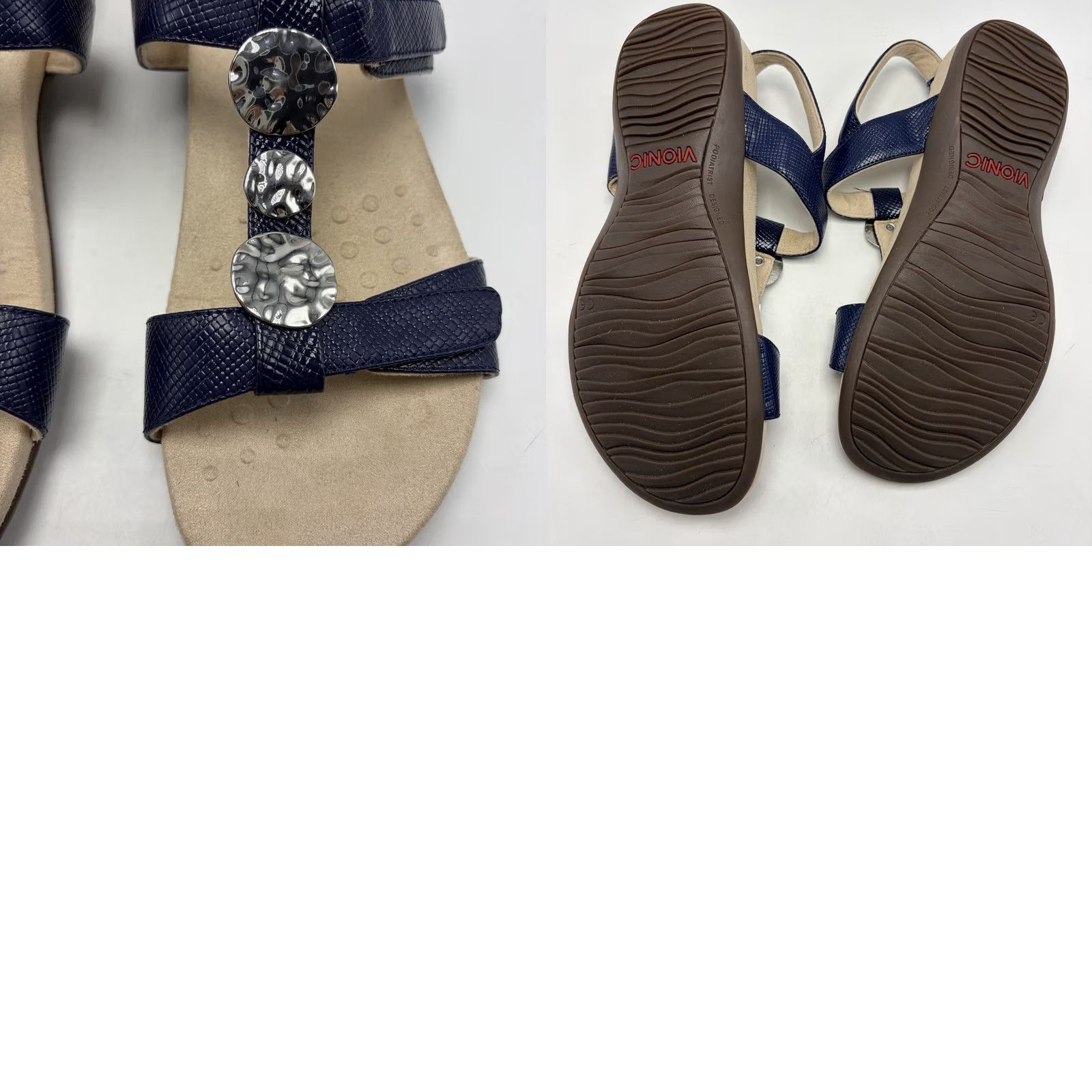 Vionic Vionic Sandals 9.5 Farra Navy Blue Leather Slingback Women's Size US 10 / IT 40 - 8 Thumbnail