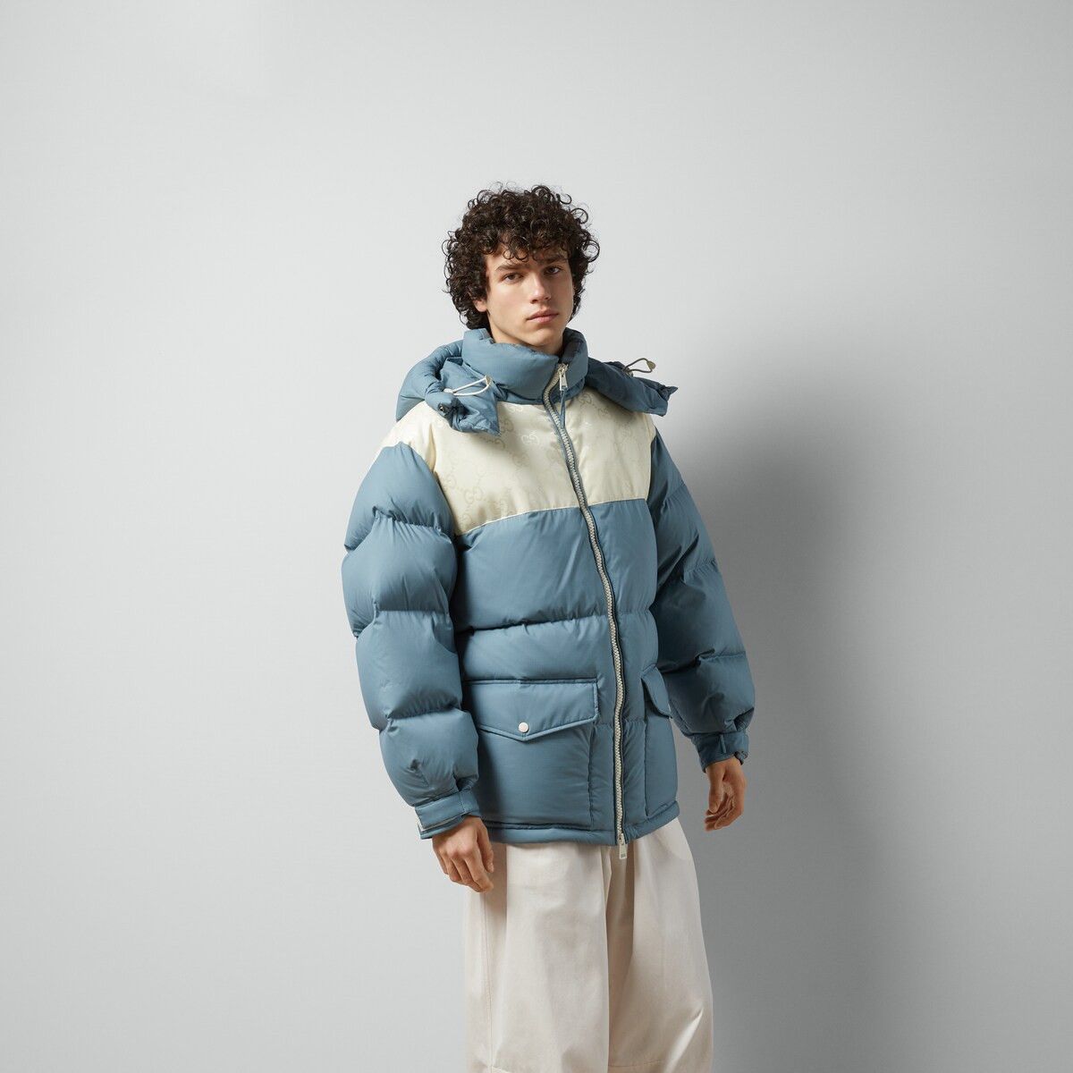 Gucci 50 L Gucci Nylon Down Jacket GG Inserts Blue White Puffer Size US L / EU 52-54 / 3 - 6 Thumbnail