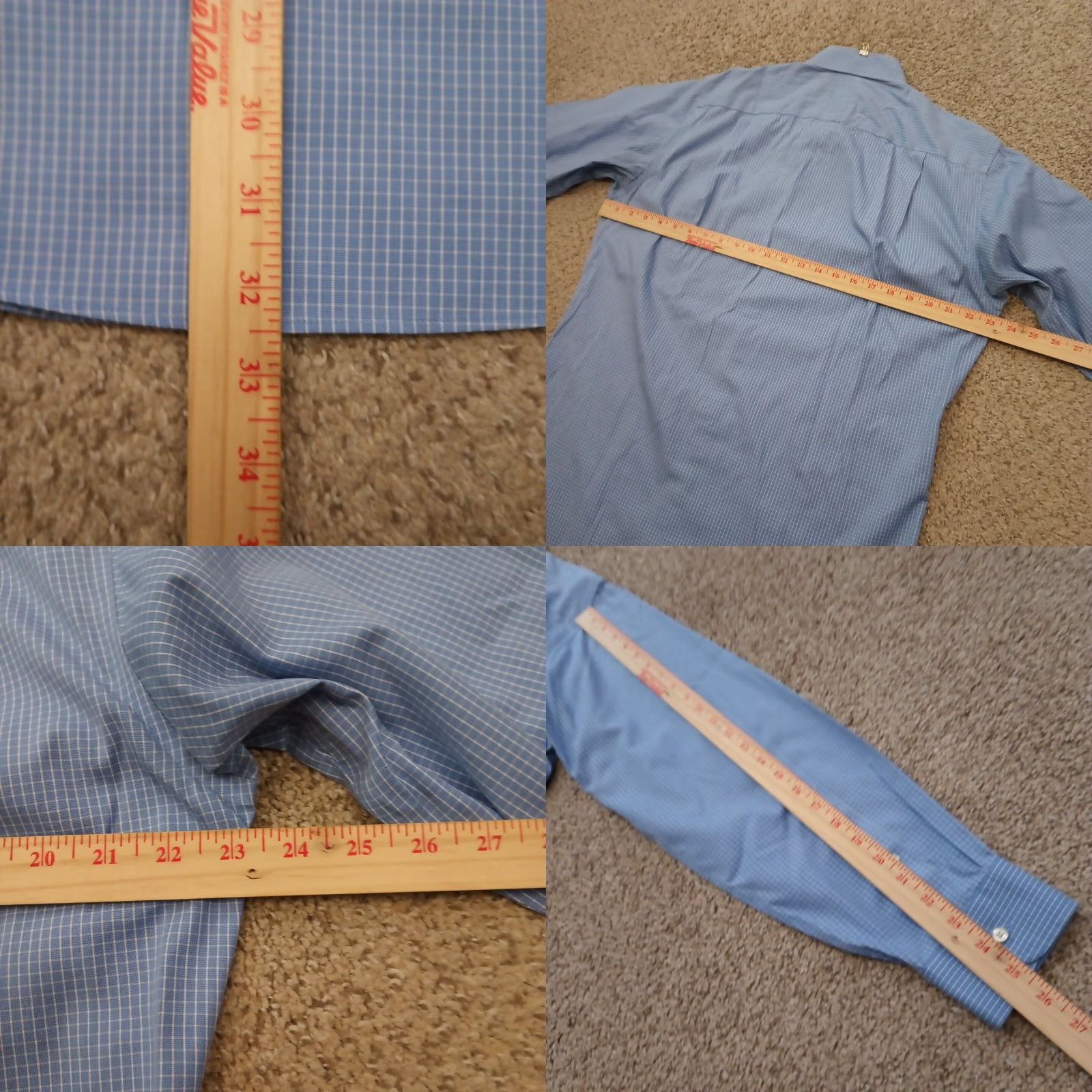 Jos. A. Bank Jos A Bank Shirt Mens Size 16 Blue Plaid Long Sleeve Button Up Cotton Size US L / EU 52-54 / 3 - 8 Thumbnail