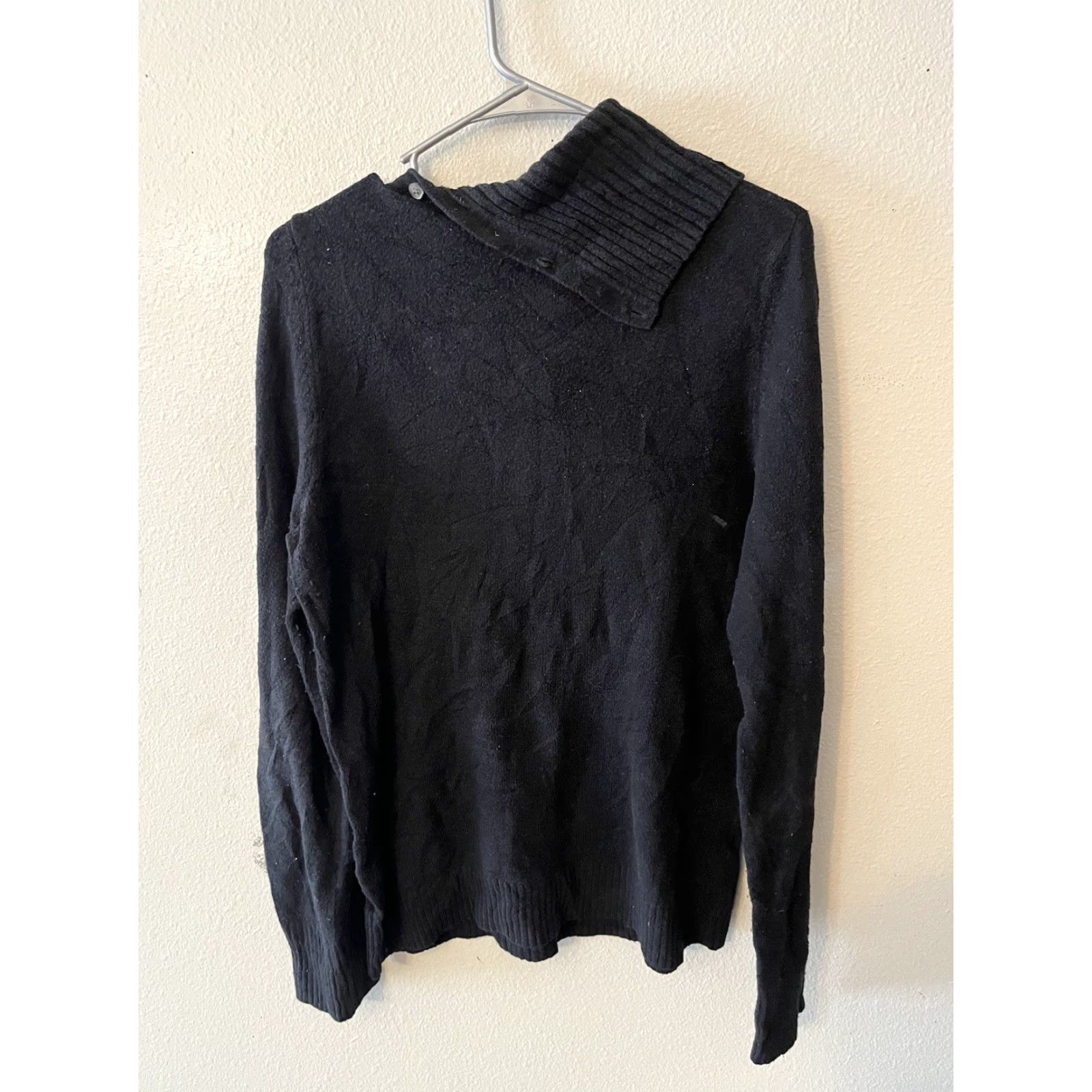 Gap Gap SweatEr Women's Size Medium Button Cowl Neck Long Sleeve Casual Black Cozy Sweater Size M / US 6-8 / IT 42-44 - 3 Thumbnail