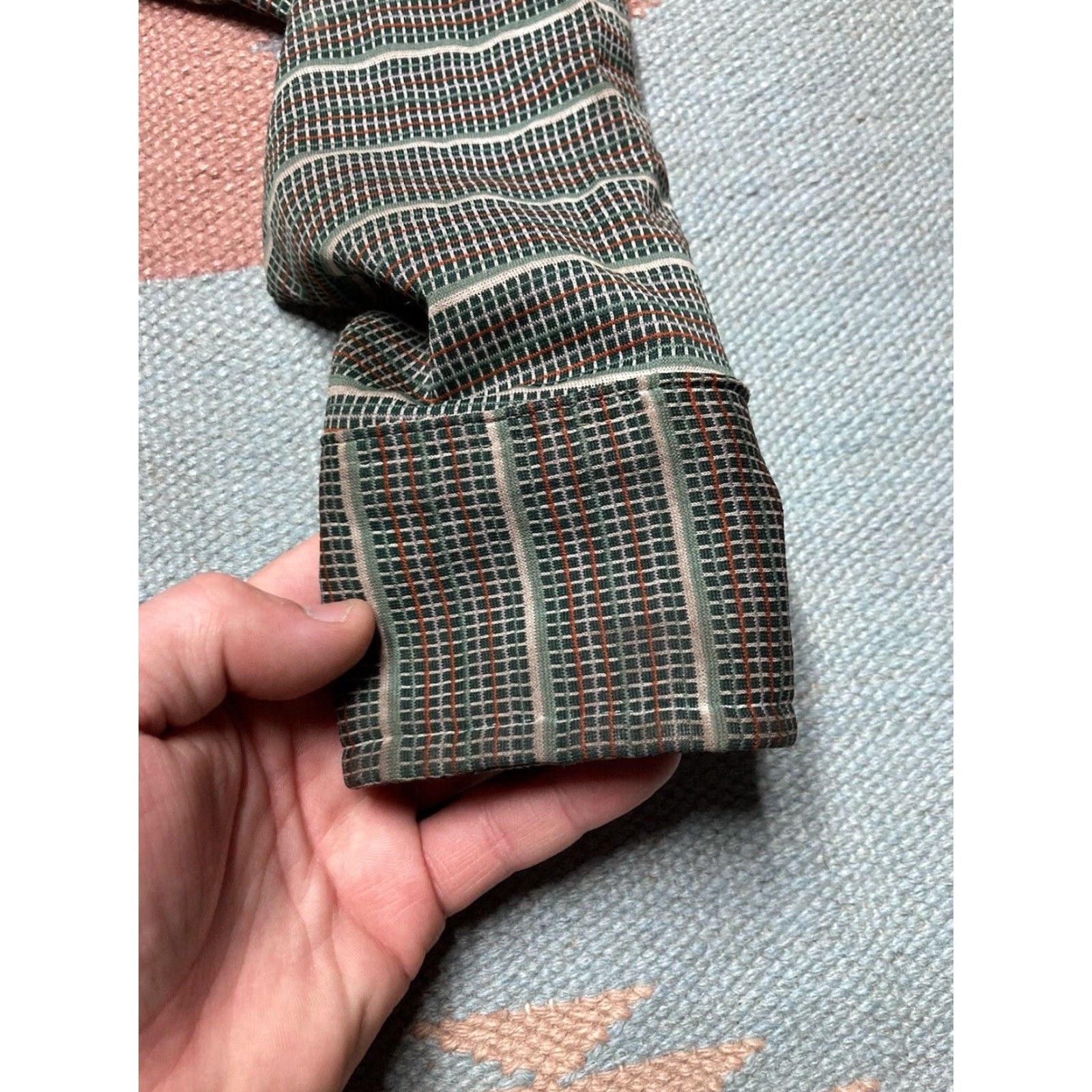 Vintage VINTAGE Challenger Button-Up Shirt 70s Disco Green Long Sleeve S Small Mens Shirt Collared Polyester Daggar Collar Size US S / EU 44-46 / 1 - 4 Thumbnail
