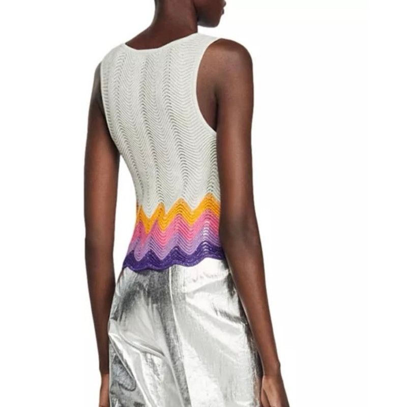 Sandro SANDRO Vallee Openwork Knit Tank Wave Pattern Mulit Size 2 Size XS / US 0-2 / IT 36-38 - 2 Thumbnail