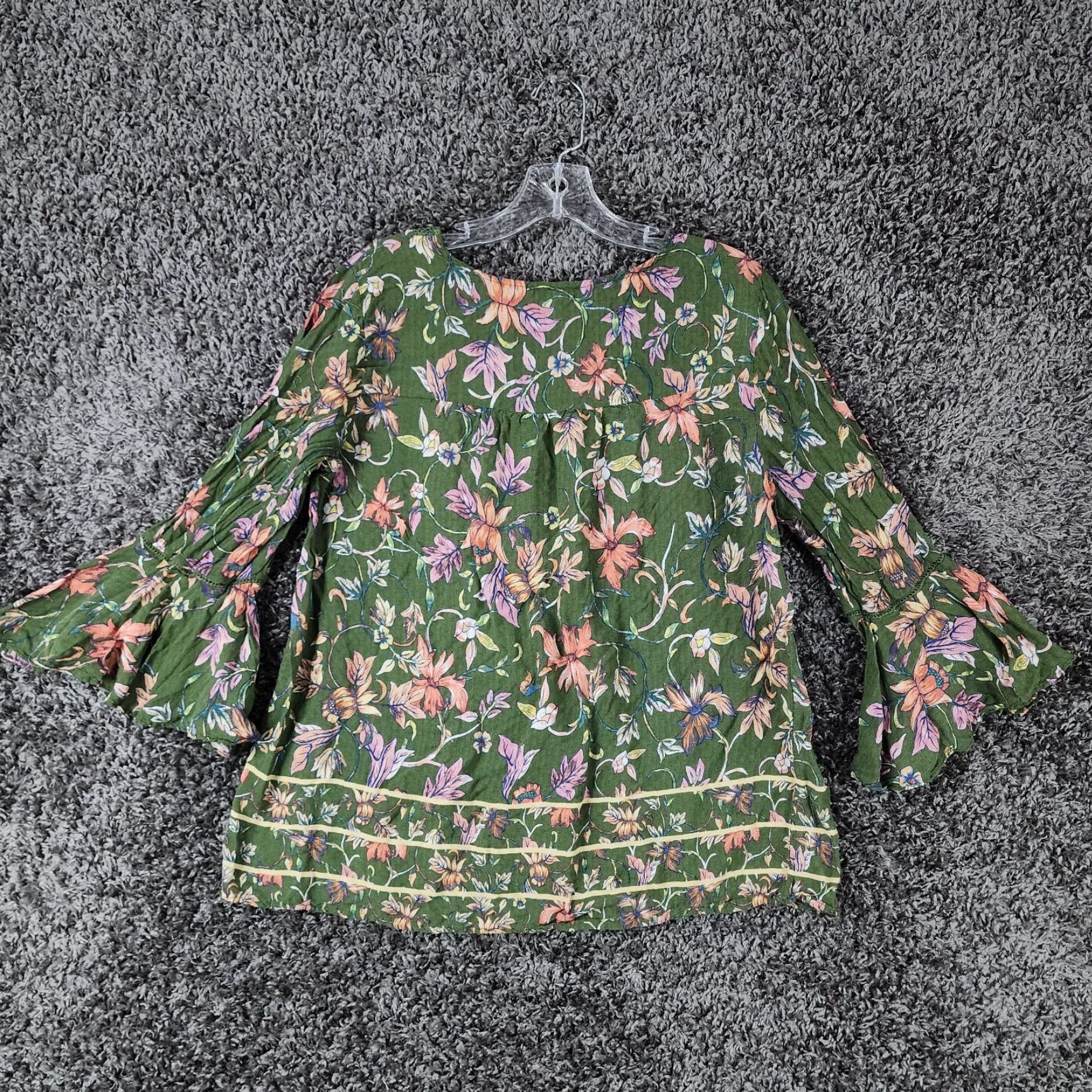 Vintage VINTAGE Vintage America Green Floral Blouse Adult Large Womens Size L / US 10 / IT 46 - 5 Thumbnail