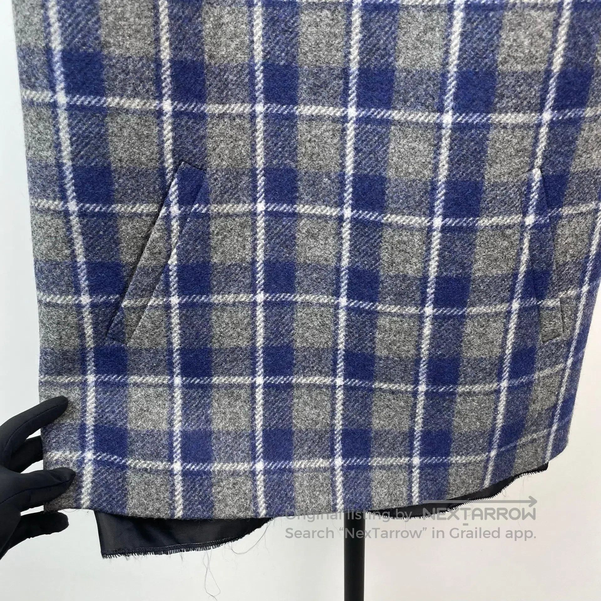 Miu Miu Miu Miu Autumn and winter blue-gray checkered mini wool dr Size S / US 4 / IT 40 - 4 Thumbnail
