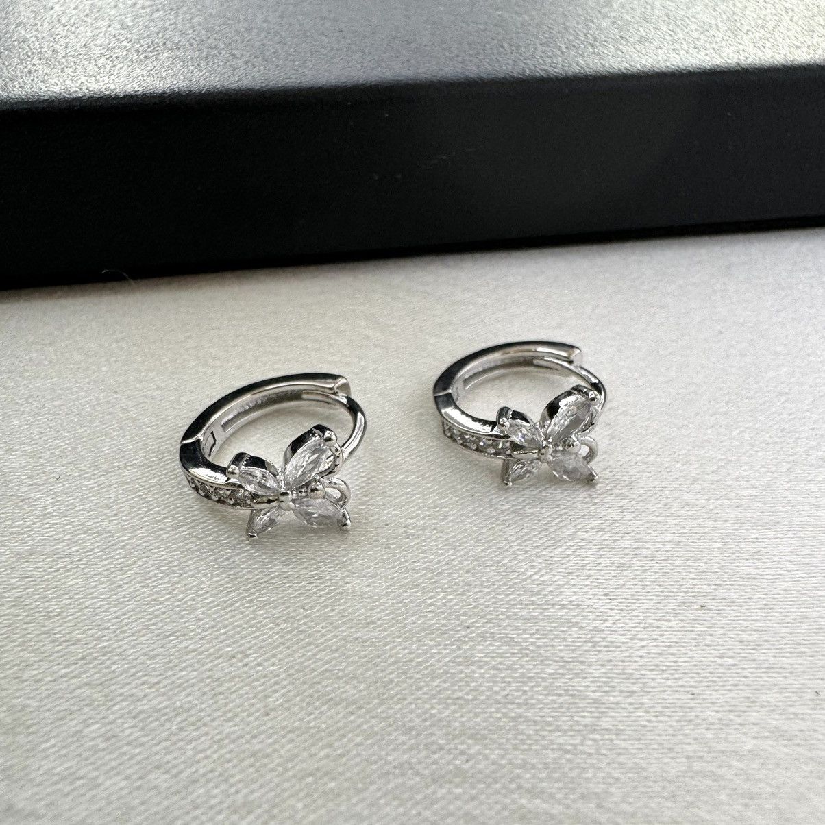 Designer × Other 13mm Small CZ Butterfly Hoop Earrings for Women Size ONE SIZE - 1 Thumbnail