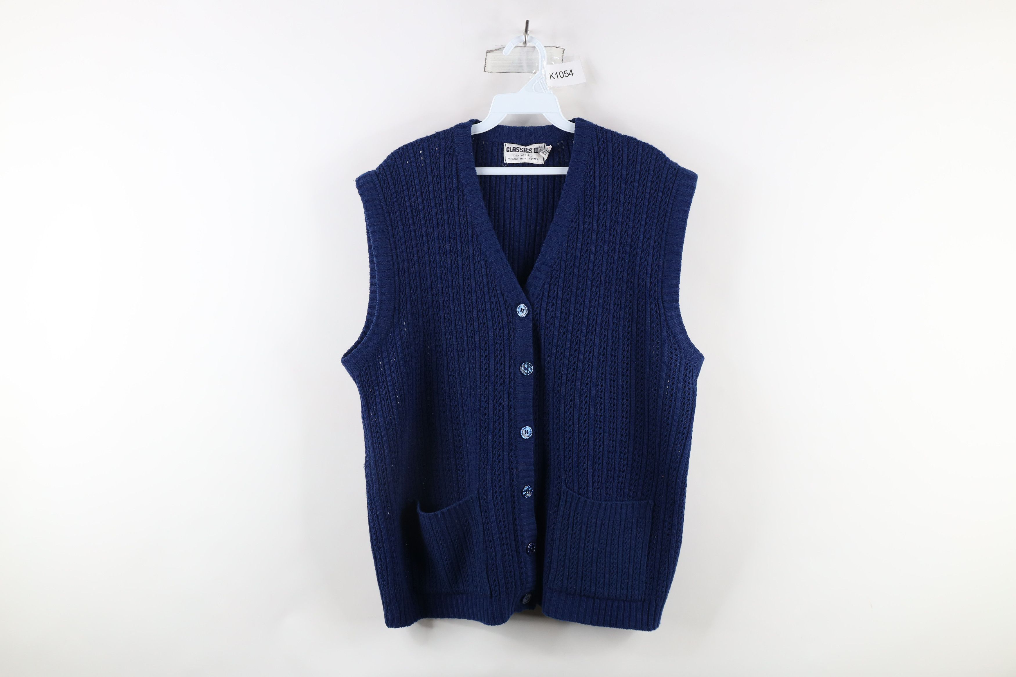 Vintage 70s Streetwear Ribbed Knit Cardigan Sweater Vest