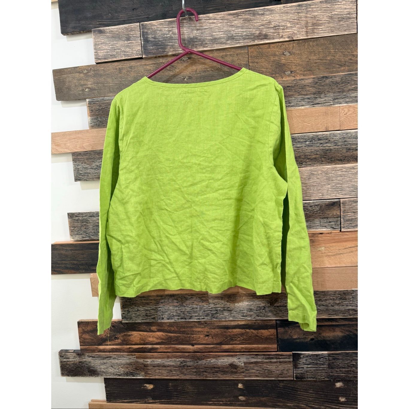 FLAX Flax NWOT linen button front shirt lime green relaxed fit size S small Size S / US 4 / IT 40 - 3 Thumbnail