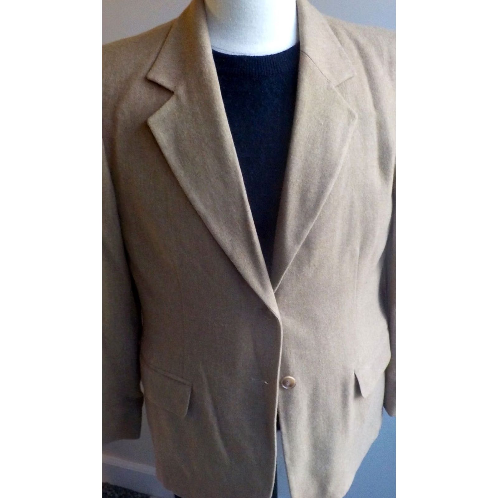 Pendleton VTG PENDLETON 3 Piece Pant & Skirt Suit Tan 100% Virgin Wool Size 12 Womens Blazer Coat Pants Skirt Set Size 34" / US 12 / IT 48 - 2 Thumbnail