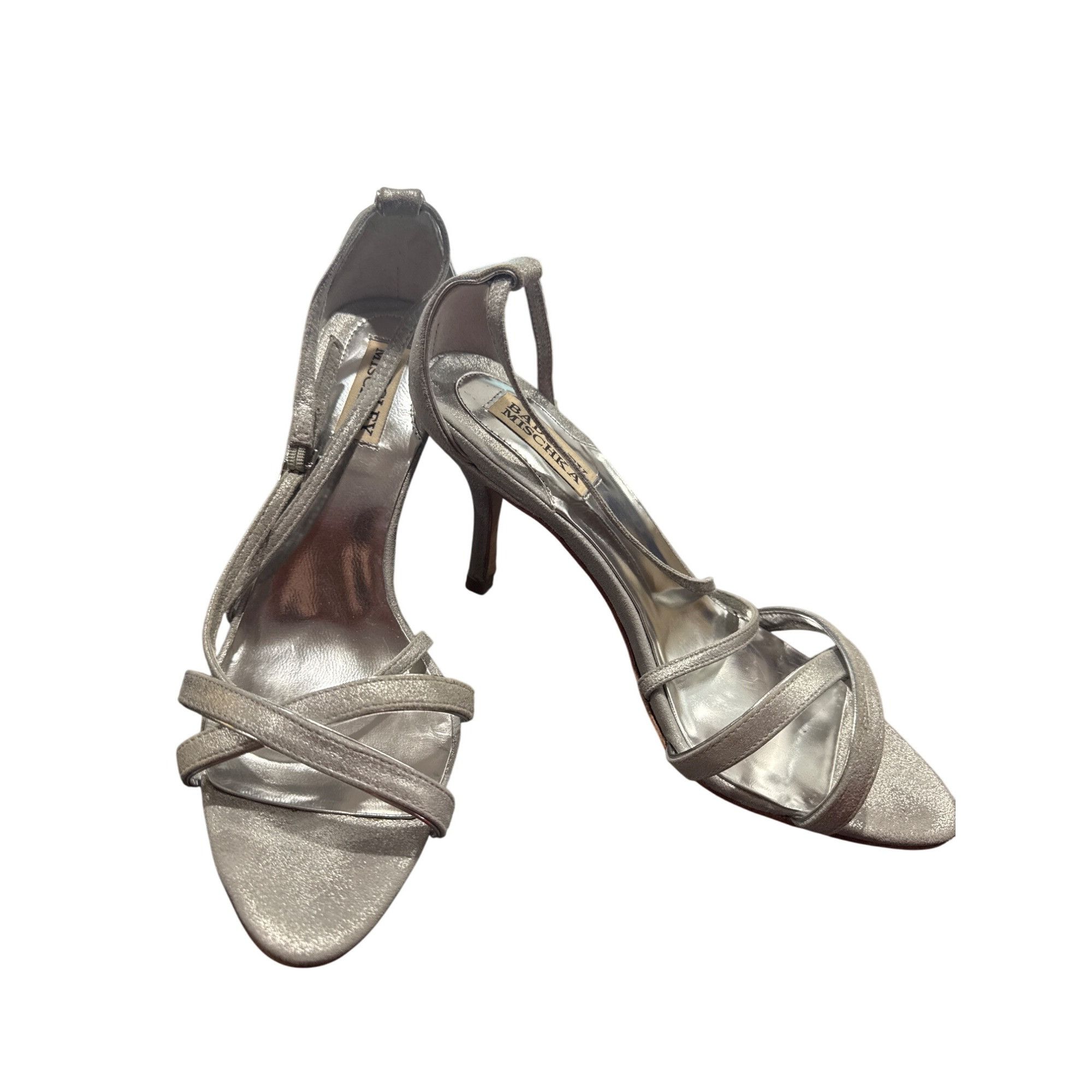 Badgley Mischka Badgley Mischka Strappy Silver Heels 8.5M SKU 9007 Size US 8.5 / IT 38.5 - 1 Thumbnail