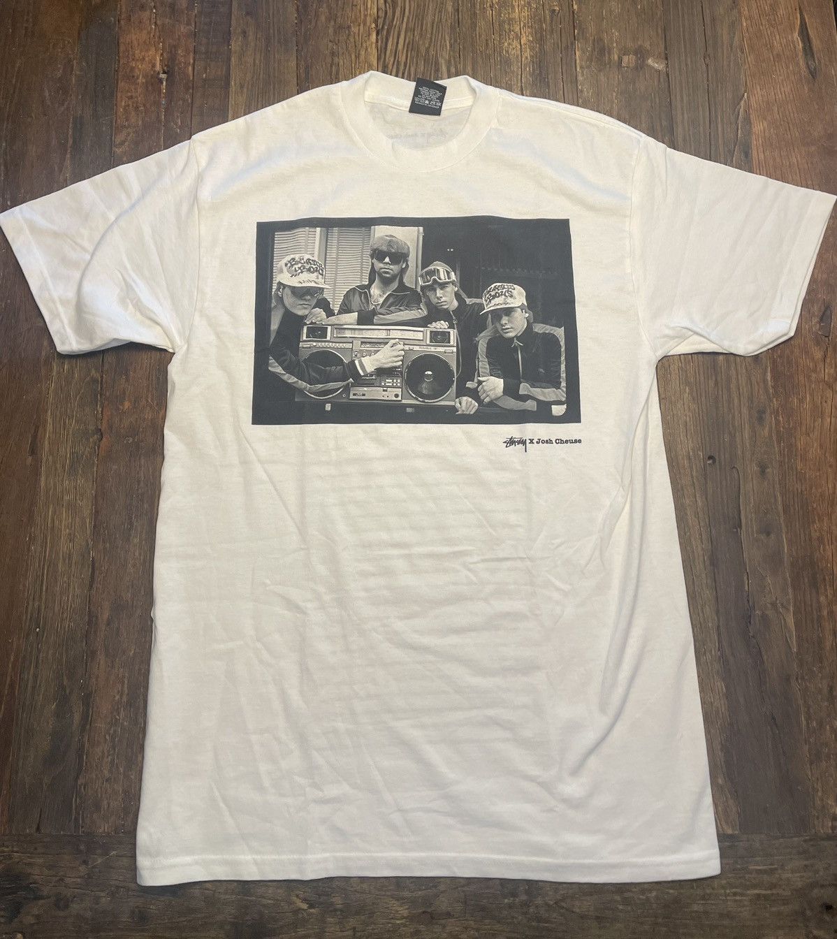 Vintage Stussy x Josh Cheuse T-shirt Adult Small White