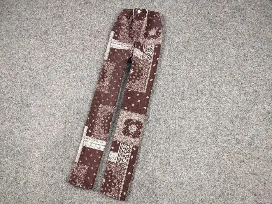 Japanese Brand Vintage Japanese paisley Bandana Denim Brown Print Pants Size US 30 / EU 46 - 2 Thumbnail