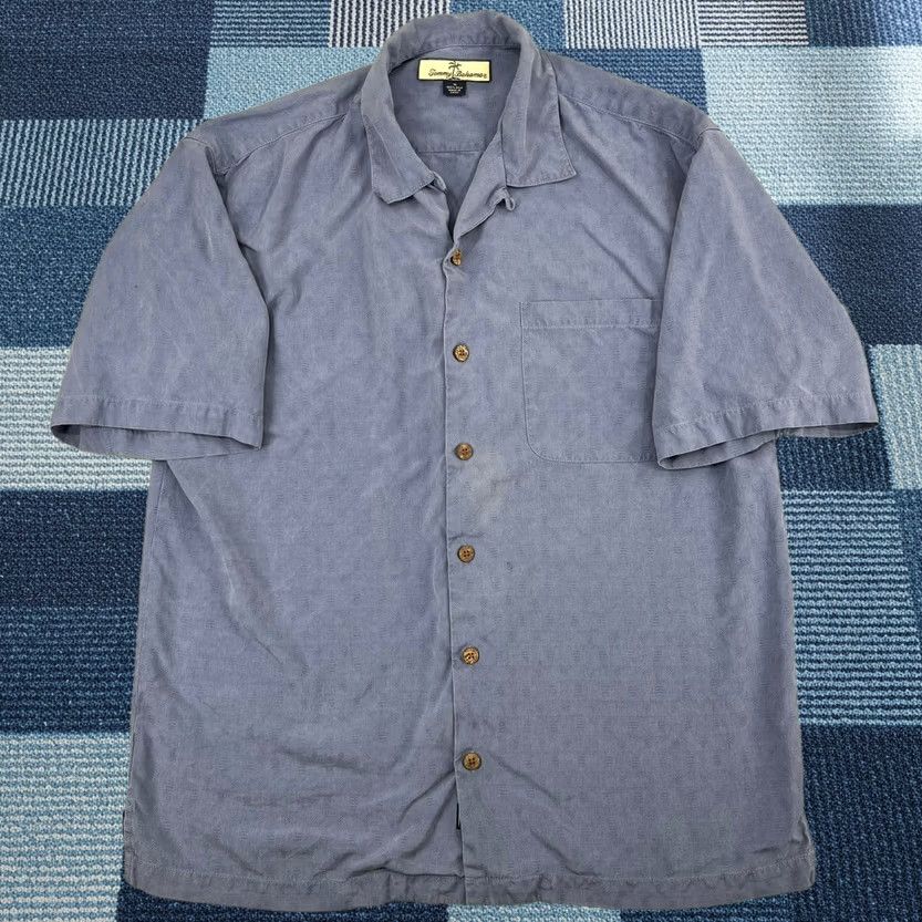 Tommy Bahama Tommy Bahama Shirt Mens Medium Silk Camp Shirt Blue Grey Geometric Jacquard Button-Down Casual Summer Size US M / EU 48-50 / 2 - 1 Thumbnail