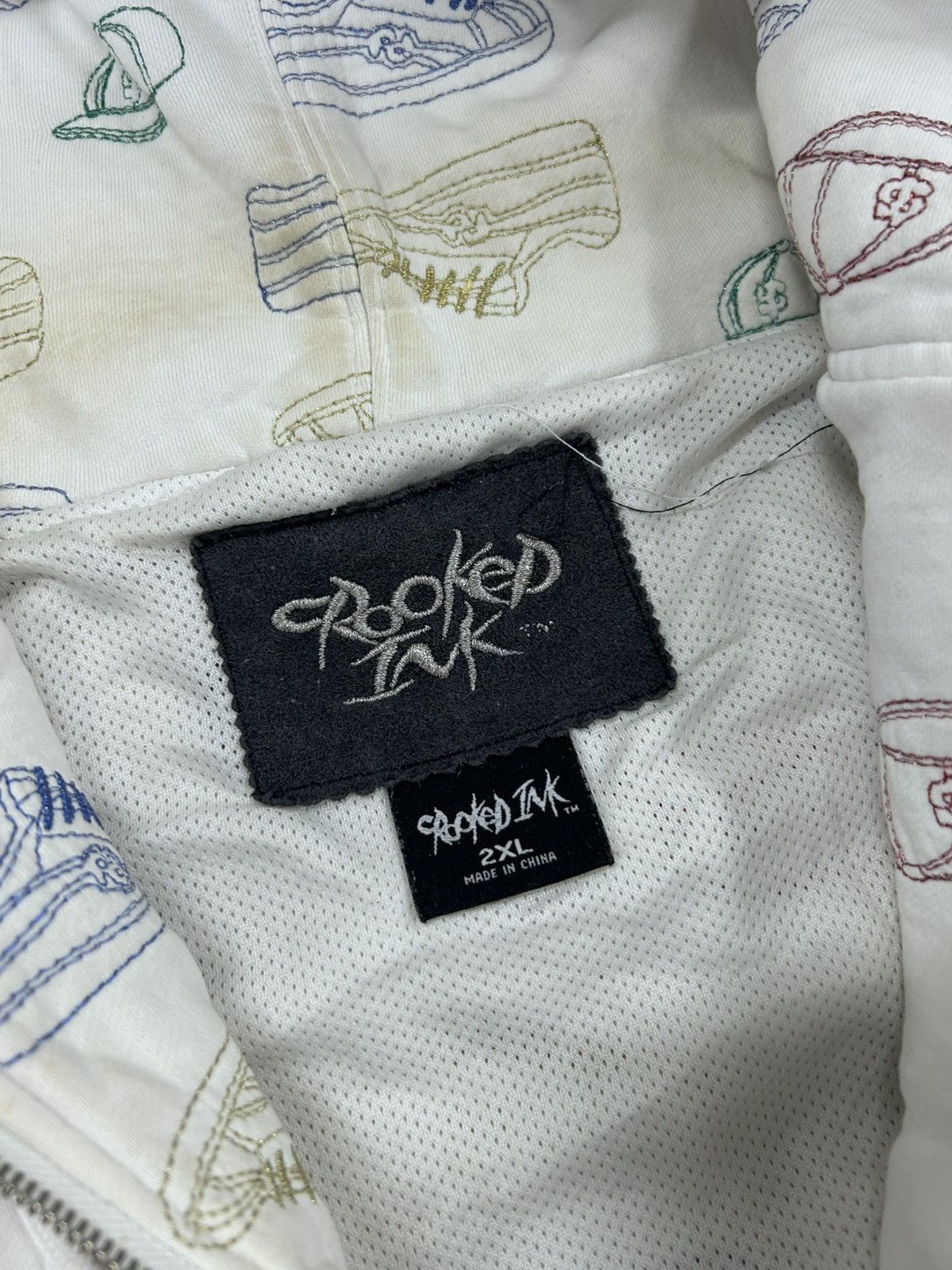 Vintage Vintage y2K Crooked Ink Shark Zip Full Hoodie Size US XL / EU 56 / 4 - 6 Thumbnail