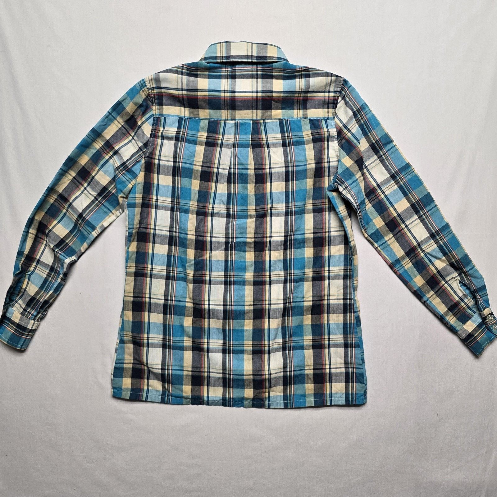 Vintage Vintage Plaid Shirt M 8 Blue Yellow Long Sleeve Button Down Size M / US 6-8 / IT 42-44 - 7 Thumbnail