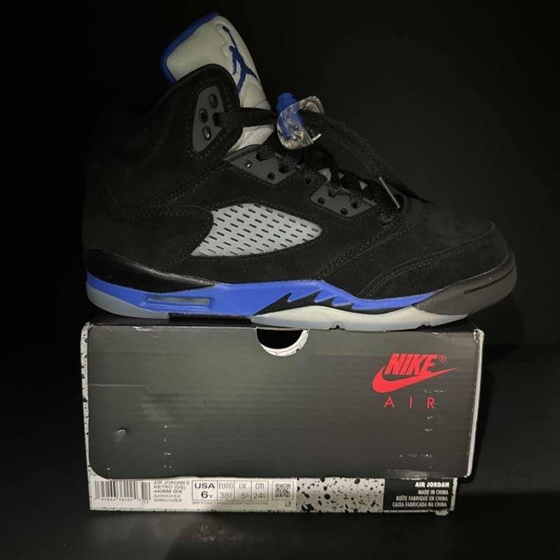 image of Air Jordan 5 Retro Gs 'racer Blue' Youth Sneakers - Size 6 in Black, Men's