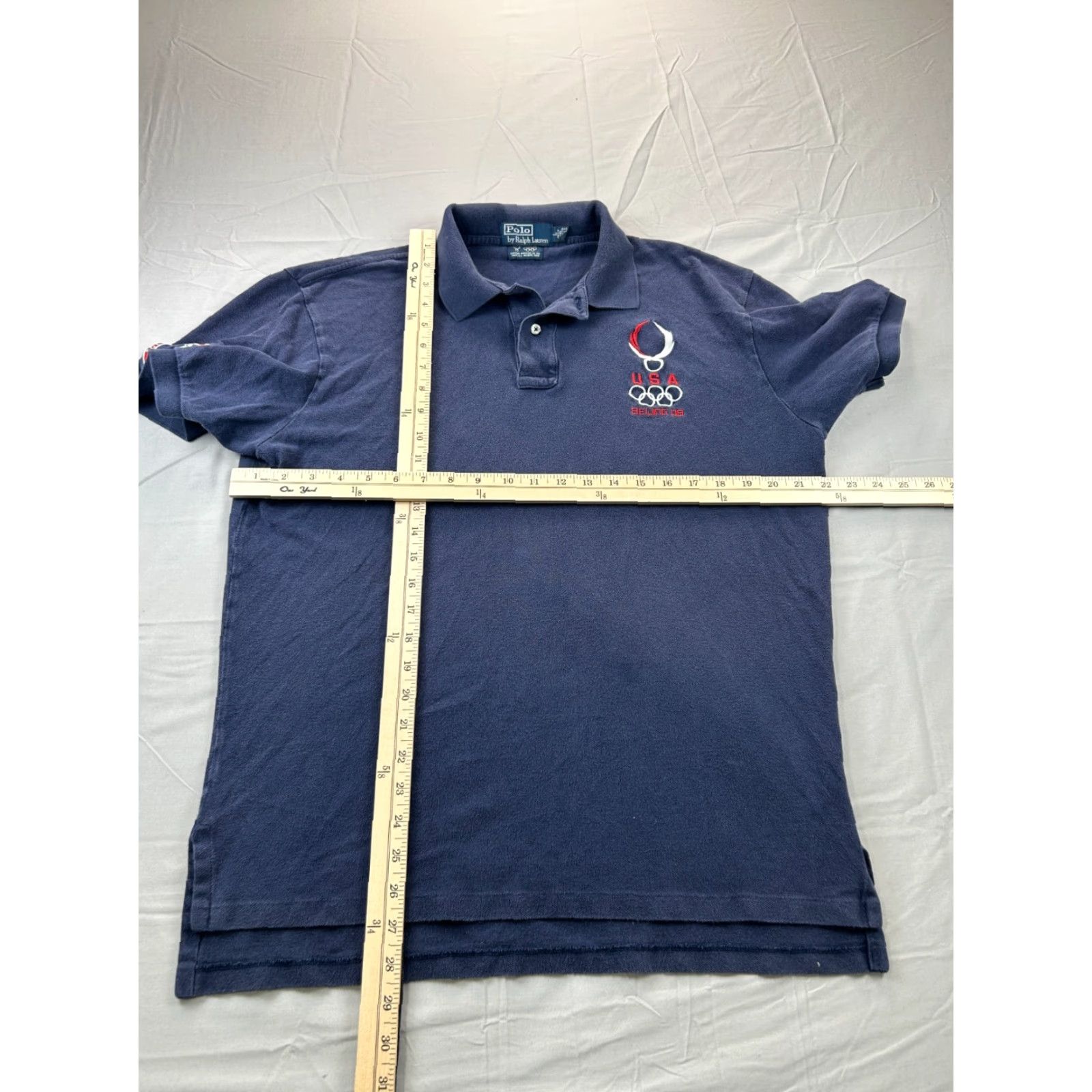 Polo Ralph Lauren Polo Ralph Lauren Polo Shirt Mens L Navy USA Olympic Beijing 08 Pony Button Collar Spread Short Sleeve Logo Size US L / EU 52-54 / 3 - 3 Thumbnail