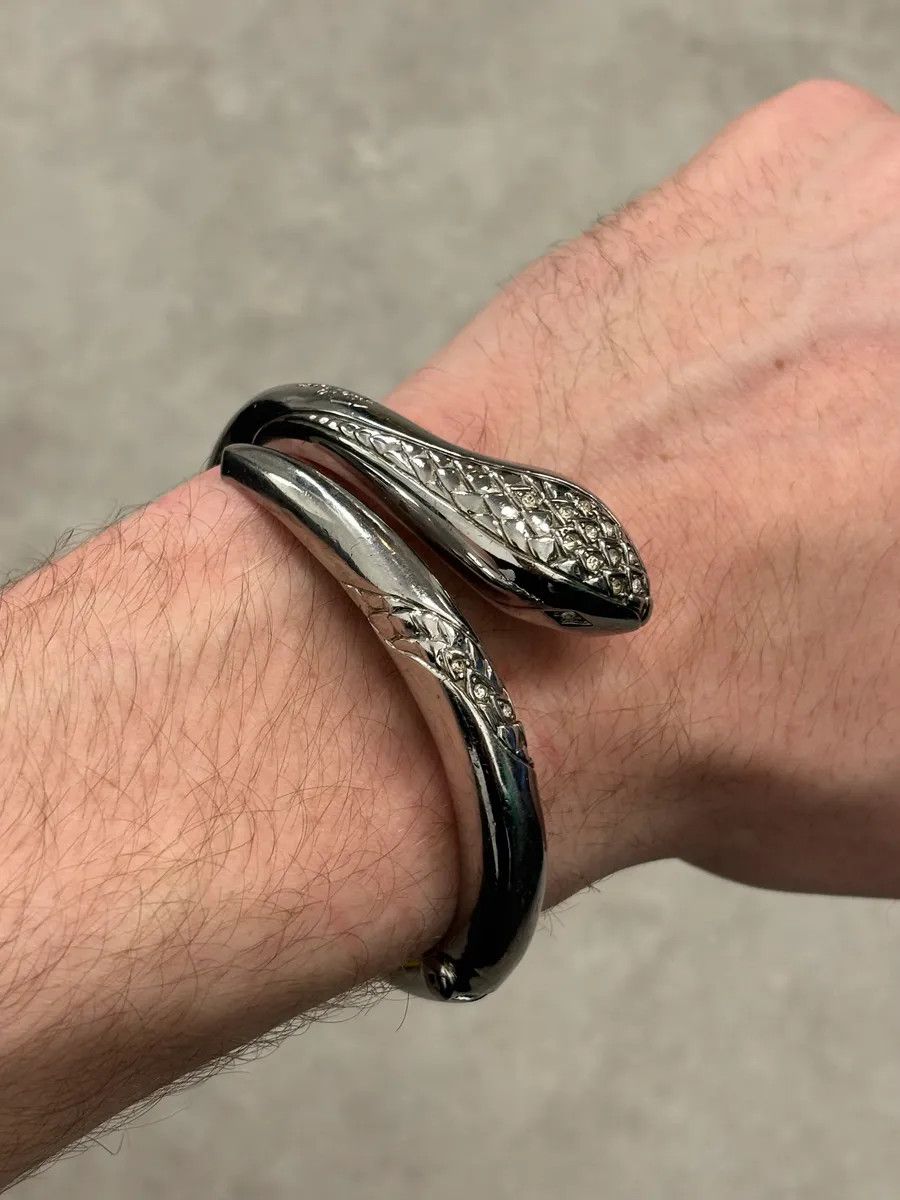 Roberto Cavalli 2010s Cavalli Grey Snake Bracelet with Swarovski Size ONE SIZE - 2 Thumbnail