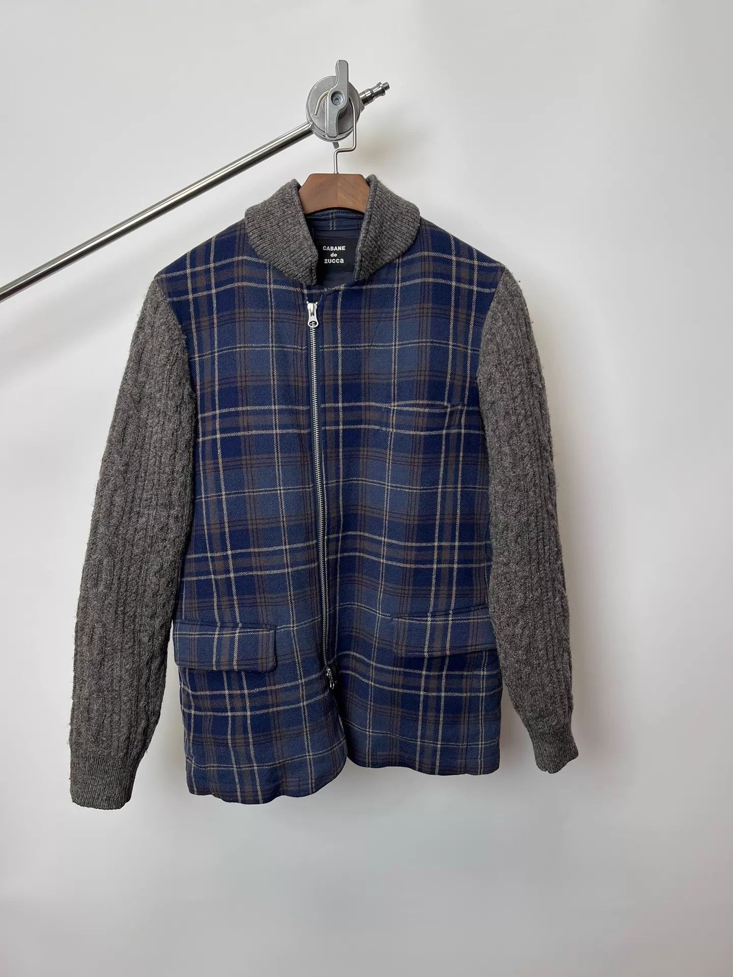 CABANE de ZUCCa Cabane de Zucca Vintage Plaid Paneled Zip Sweater Jacket Size US M / EU 48-50 / 2 - 1 Thumbnail