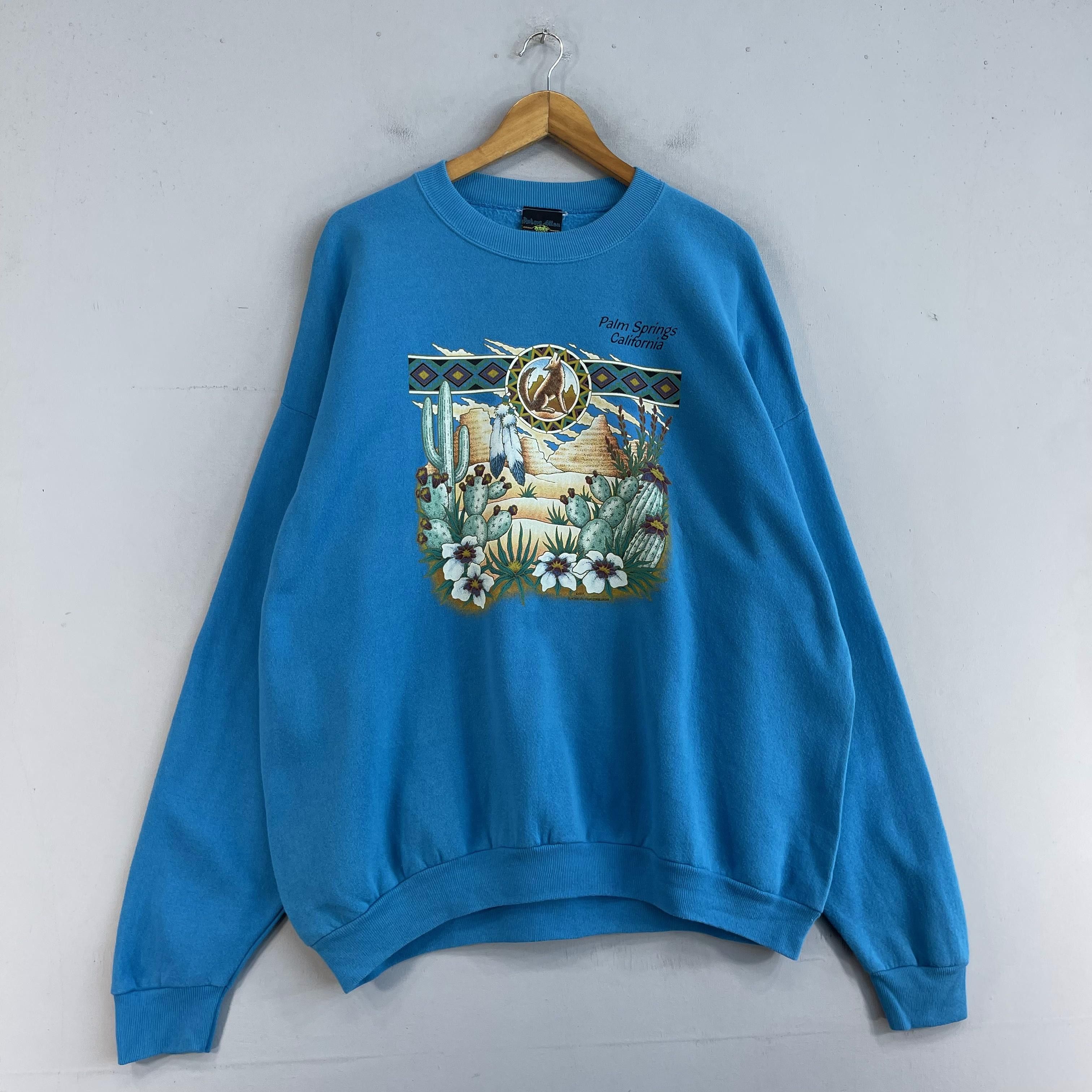 Vintage Vintage PALM SPRING California Printed Crewneck Sweatshirt Size US XL / EU 56 / 4 - 4 Thumbnail