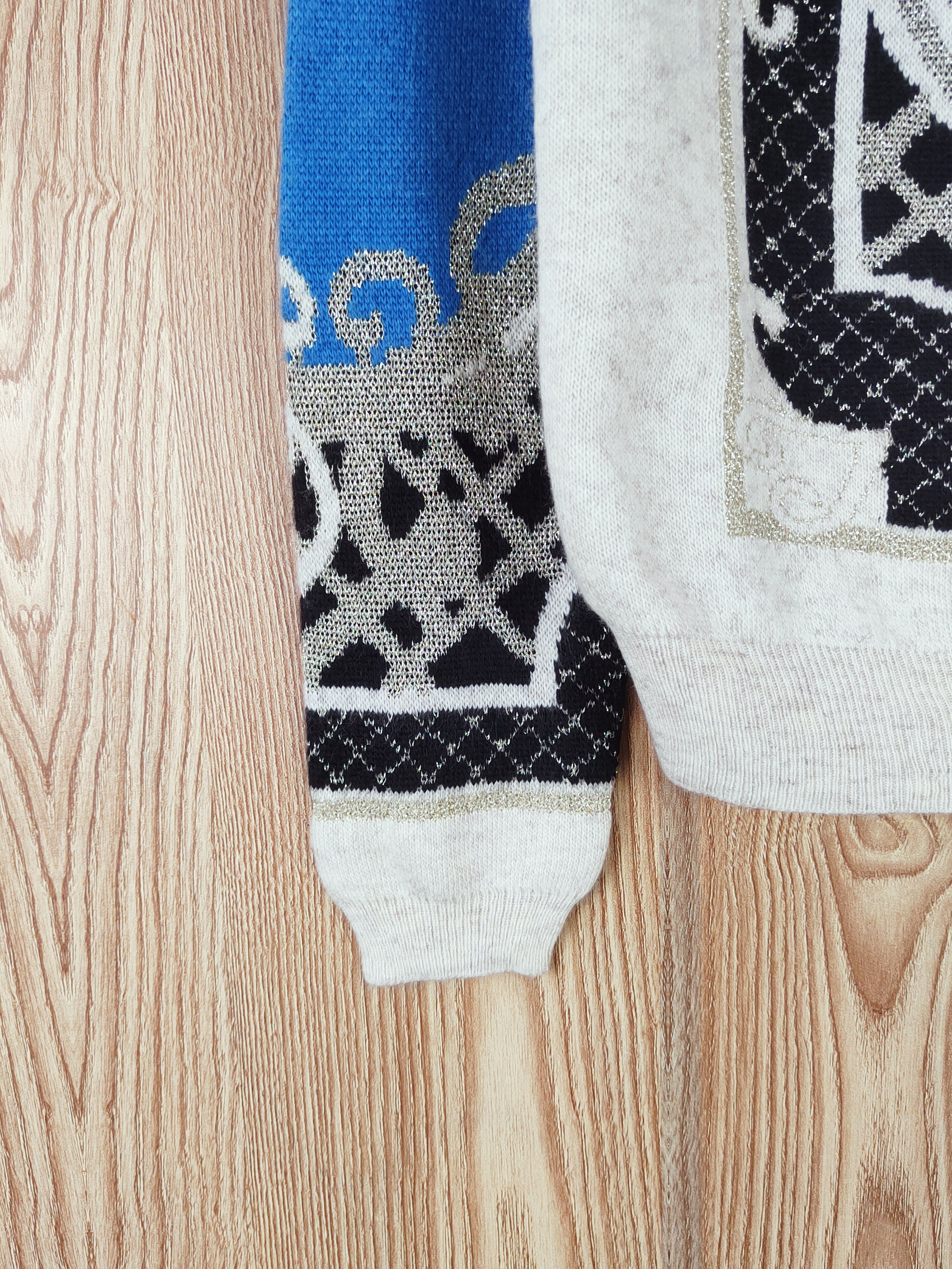 Vintage Peace Dove Blue Cream Knitwear Sweatshirts #W680 Size M / US 6-8 / IT 42-44 - 4 Thumbnail