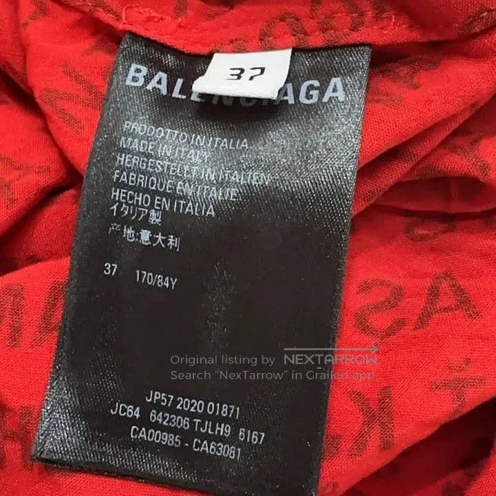 Balenciaga Balenciaga Logo Print Long Sleeve Shirt in Red. Size US M / EU 48-50 / 2 - 5 Thumbnail