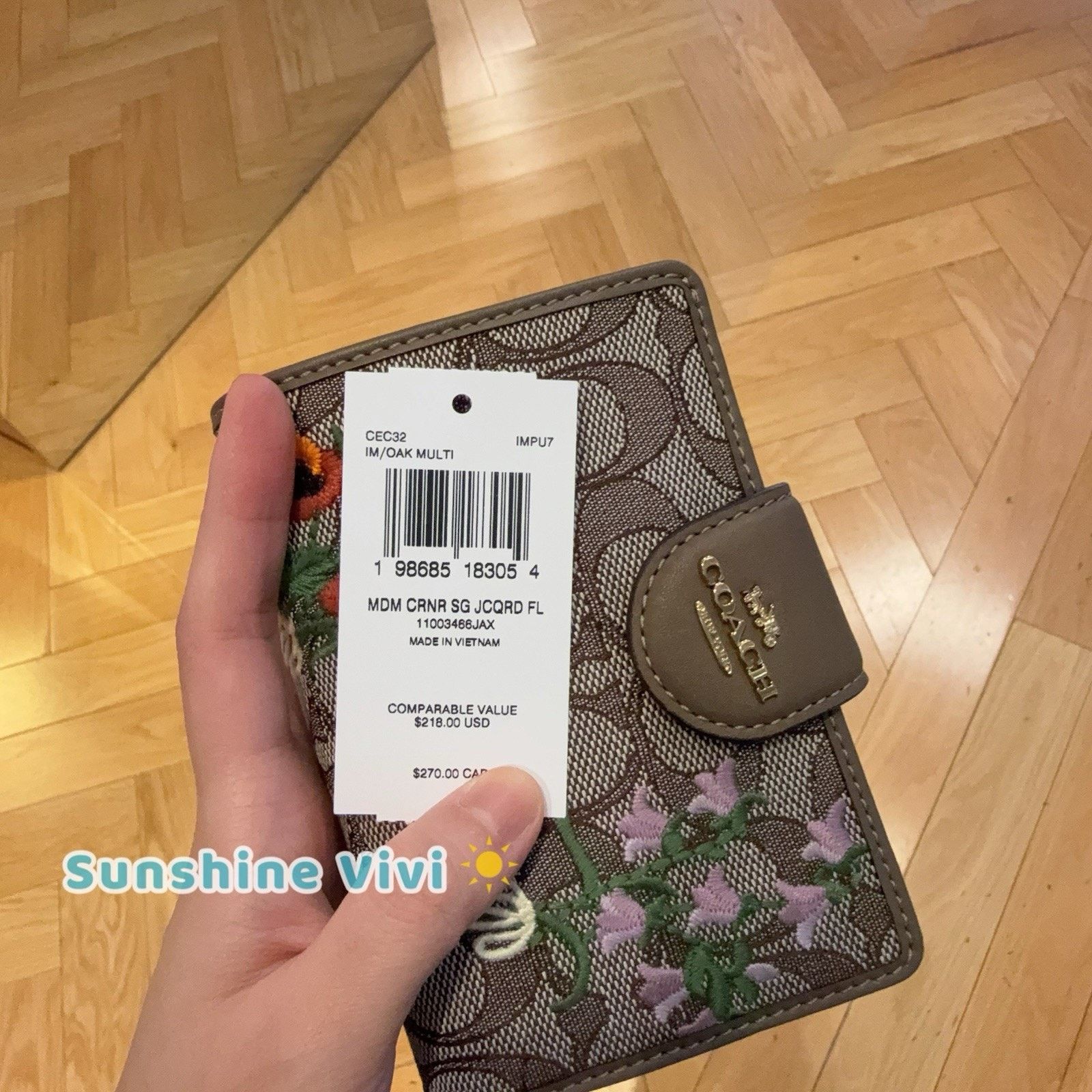 Coach NWT COACH Medium Corner Zip Wallet Floral Embroidery CEC32 Size ONE SIZE - 6 Thumbnail