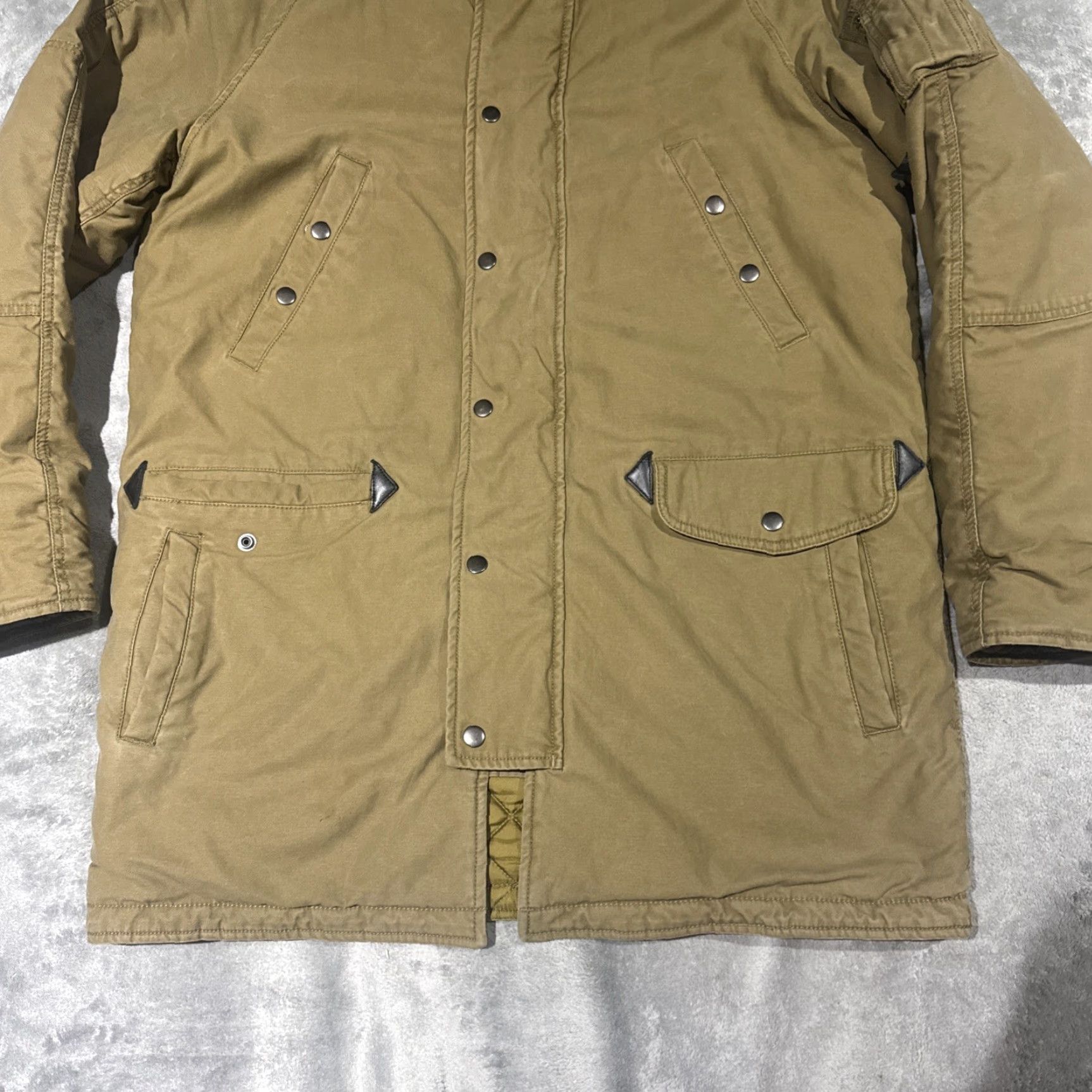 Alpha Industries VINTAGE Alpha Industries Jacket Mens Large Brown Parka Quilted Hood Coat Size US L / EU 52-54 / 3 - 3 Thumbnail
