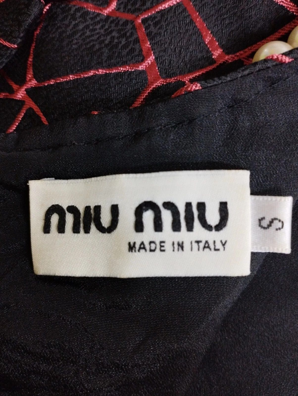 Miu Miu × Vintage MIU MIU Italy Women Short Retro Dress Faux Pearl Neckline Size S / US 4 / IT 40 - 7 Thumbnail