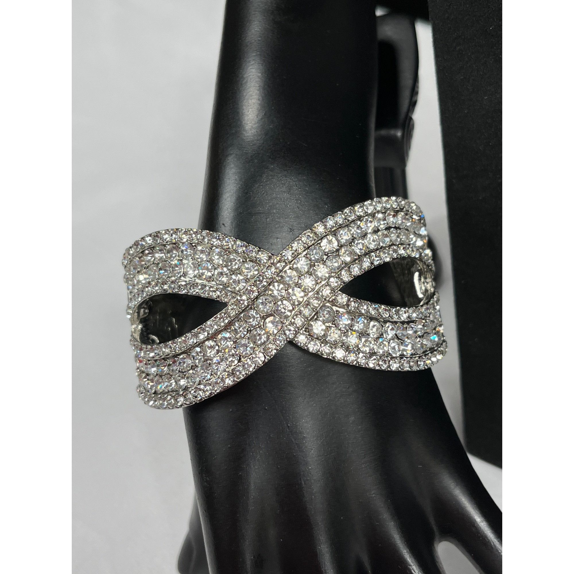 Other Silver Tone SKU 002 and 036 Rhinestone Infinity Bracelet V Size ONE SIZE - 4 Thumbnail