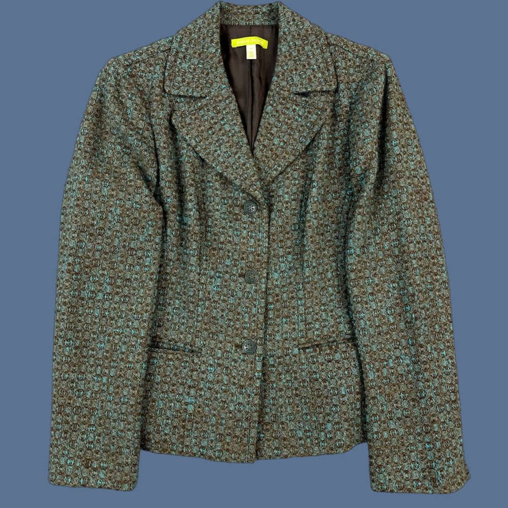 Vintage Sigrid Olsen Blazer Jacket Women's 10 Brown Teal Textured Tweed Wool Blend Blazer Size L / US 10 / IT 46 - 1 Thumbnail