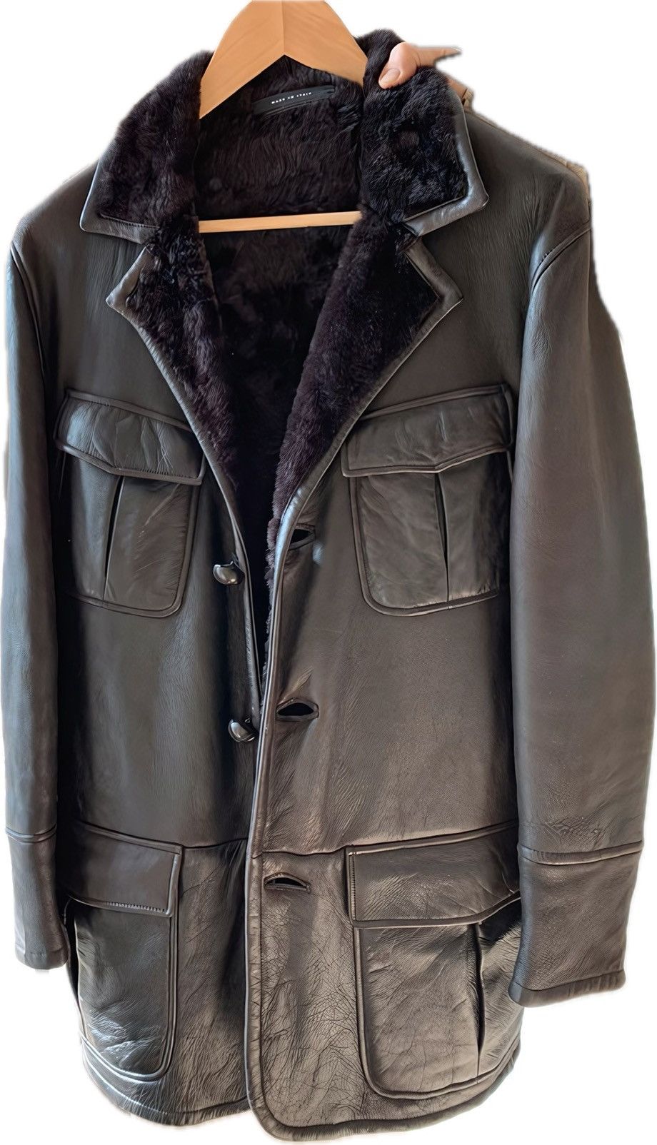 Gucci × Tom Ford TOM FORD ERA LEATHER KARAKUL SHEARLING COAT Size US M / EU 48-50 / 2 - 1 Thumbnail