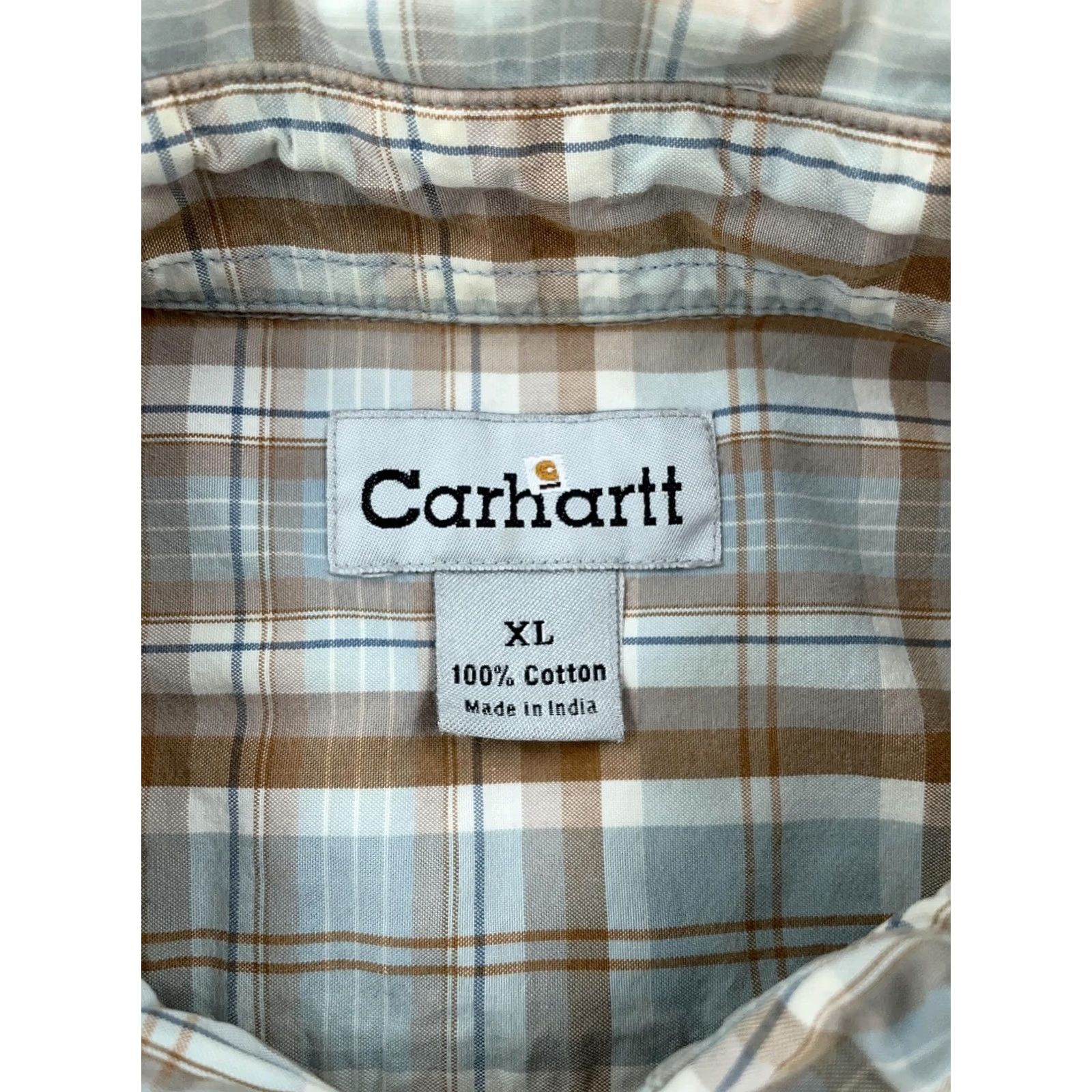 Carhartt Carhartt Plaid Work Shirt XL Light Brown Blue Casual Button Down Short Sleeve Size US XL / EU 56 / 4 - 7 Thumbnail