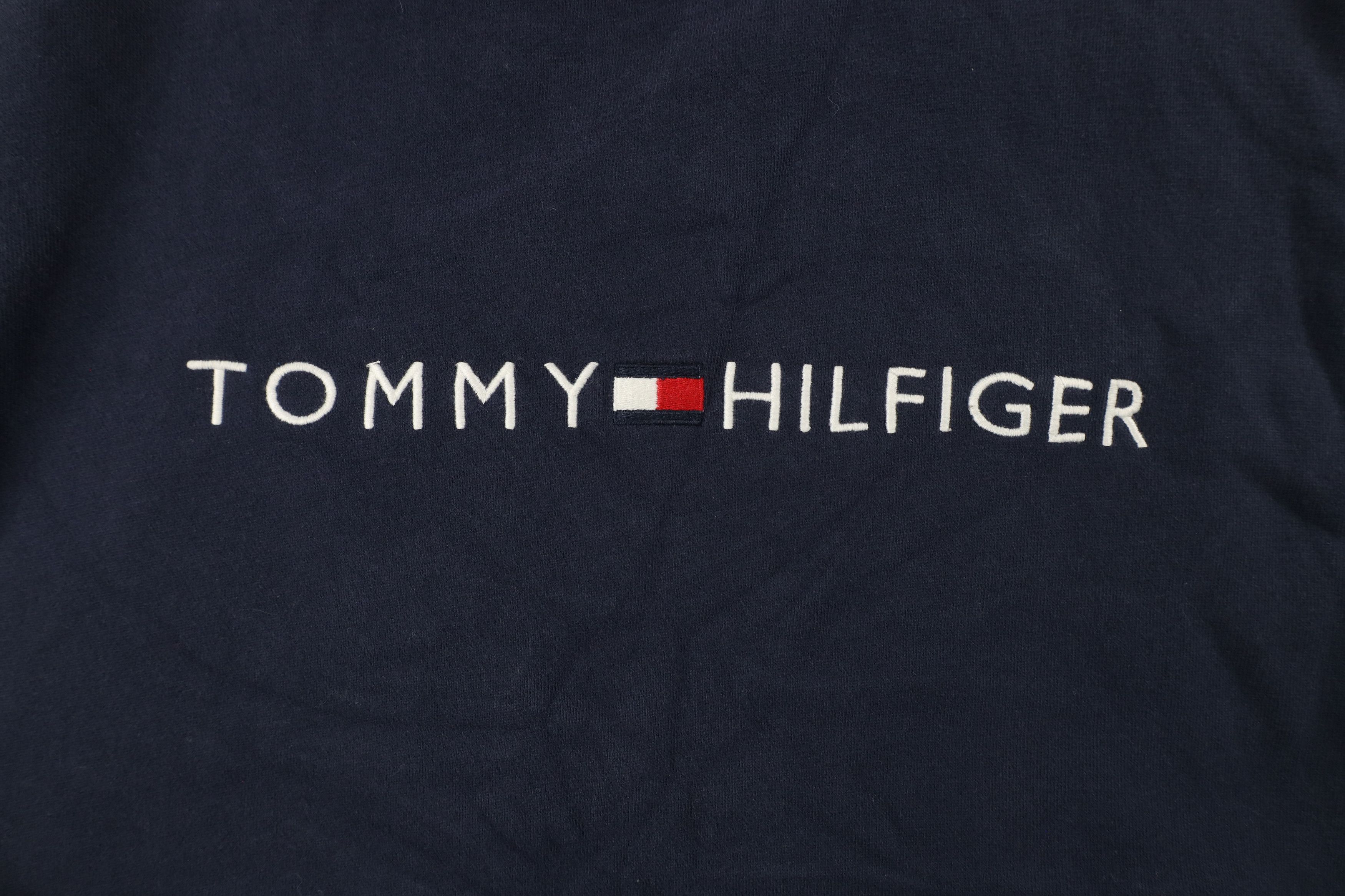 Tommy Hilfiger × Vintage Vintage Tommy Hilfiger Spell Crewneck Sweatshirt Navy Blue Size US L / EU 52-54 / 3 - 4 Thumbnail
