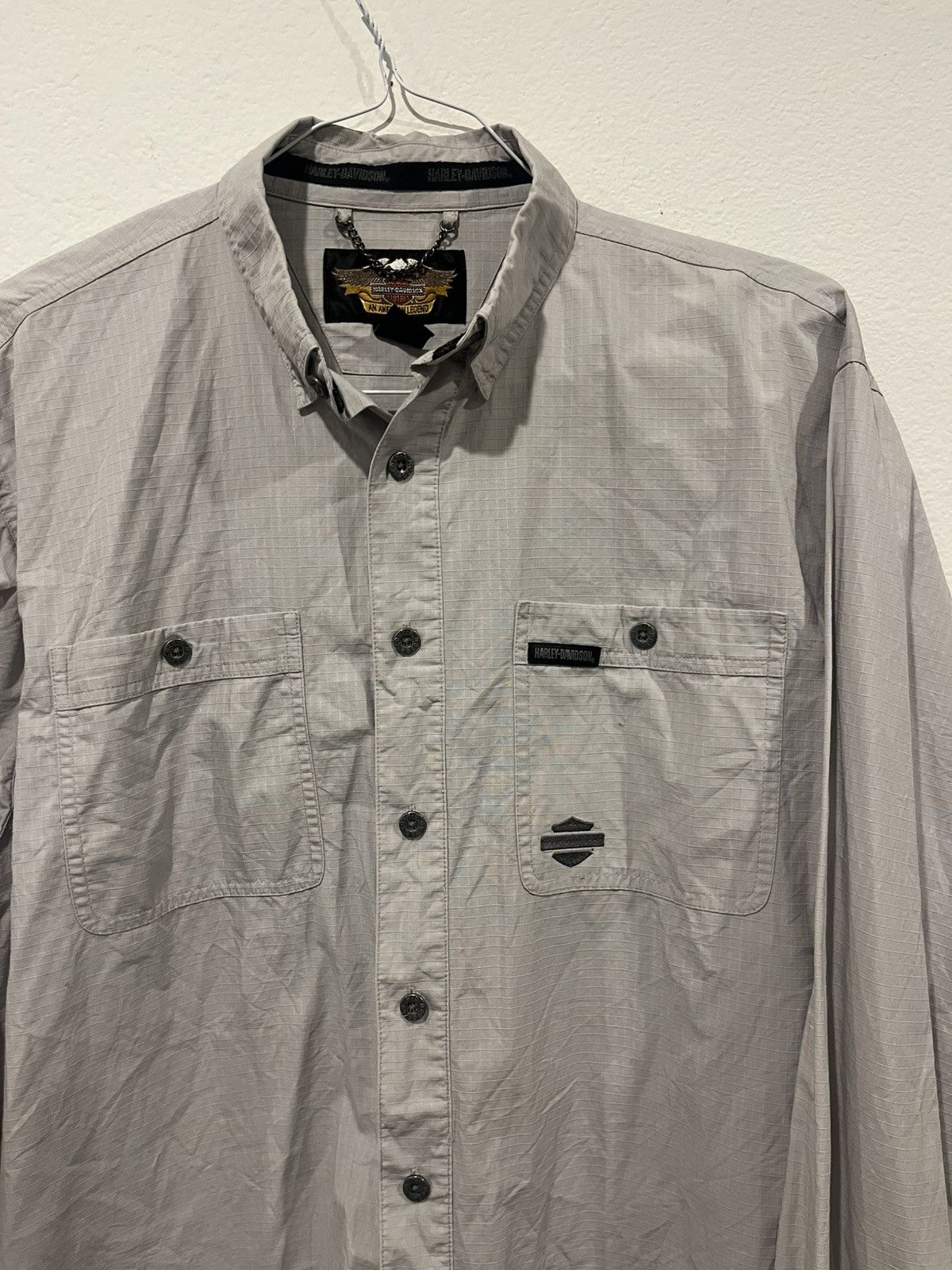 Harley Davidson Vintage Harley Davidson Men’s Long Sleeve Shirt Grey Size US L / EU 52-54 / 3 - 3 Thumbnail