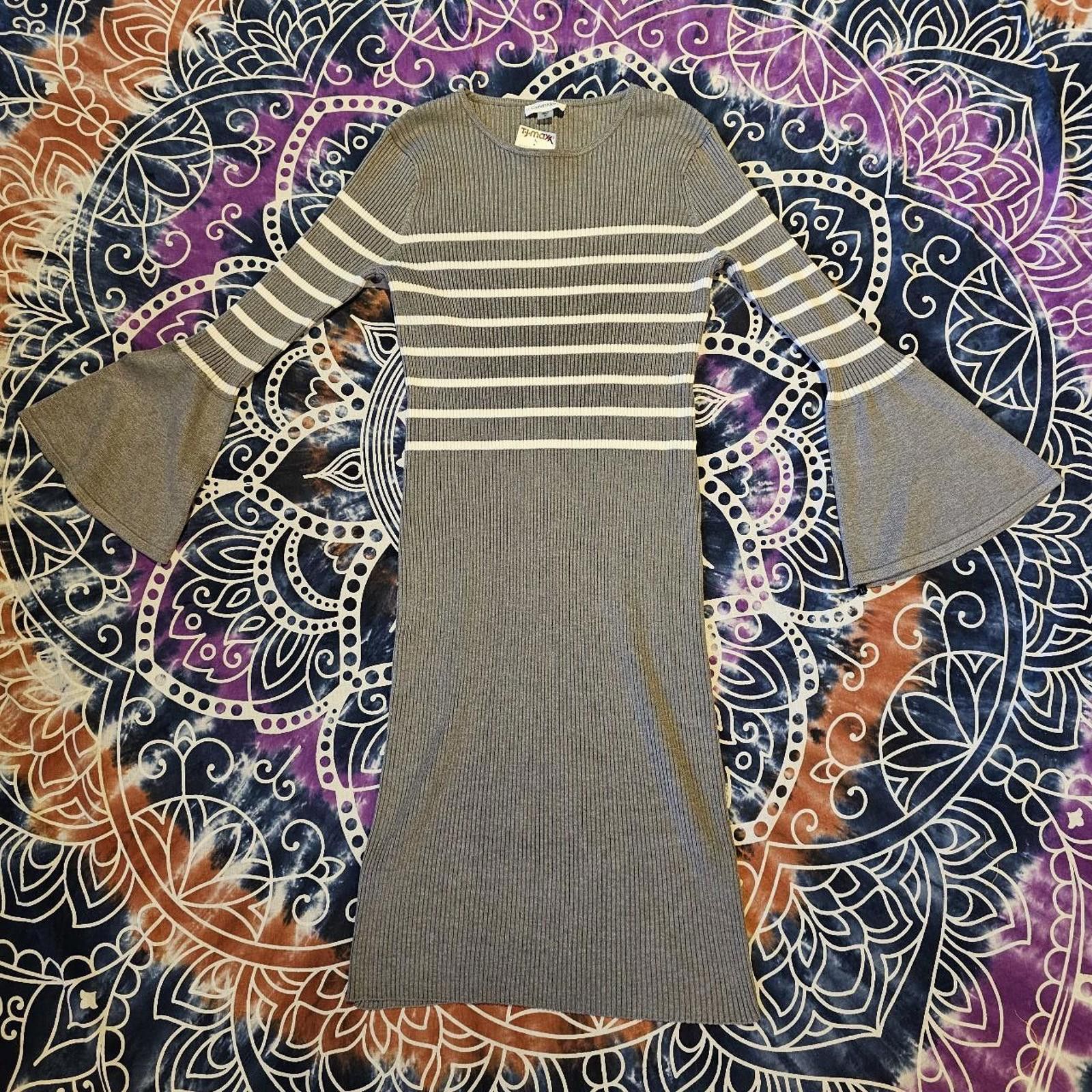 Calvin Klein Calvin Klein Women's Grey and White Sweater Dress Size M / US 6-8 / IT 42-44 - 1 Thumbnail