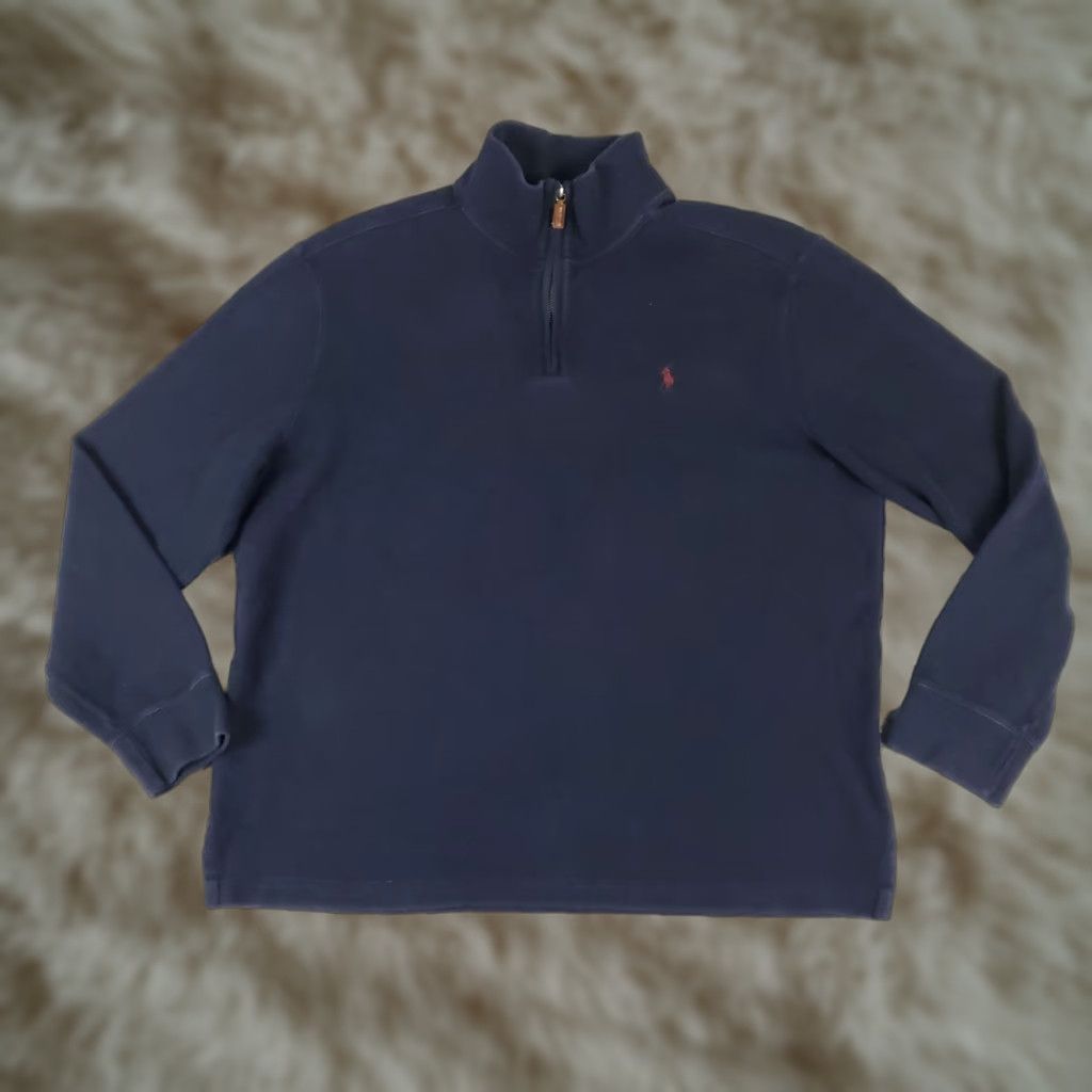 Ralph Lauren VINTAGE Ralph Lauren Sweater Pullover Men XL Blue 1/4 Zip Knit Logo Classic Size US XL / EU 56 / 4 - 1 Thumbnail