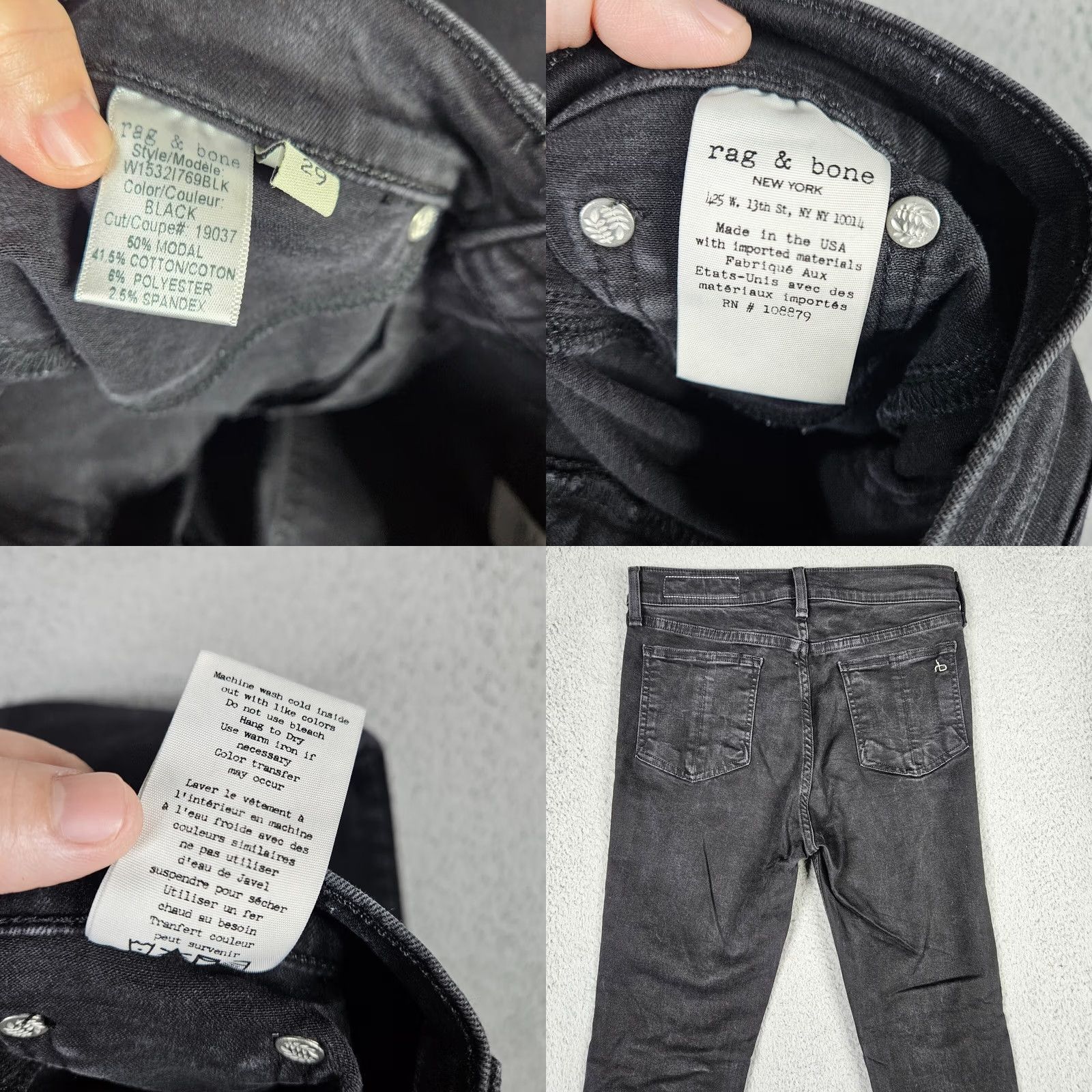Rag & Bone Rag & Bone Jeans Women Dark Wash Casual Jean Legging Size 29 Black Front Pockets Not Apply Regular Fit Vintage No Size 29" - 8 Thumbnail