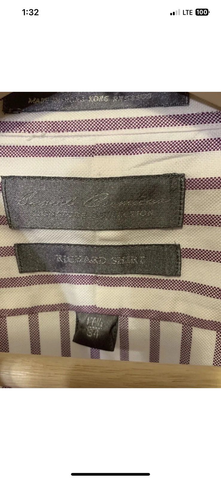 Daniel Cremieux Daniel Cremieux mens sz 17.5 XL button shirt purple striped Size US XL / EU 56 / 4 - 2 Thumbnail