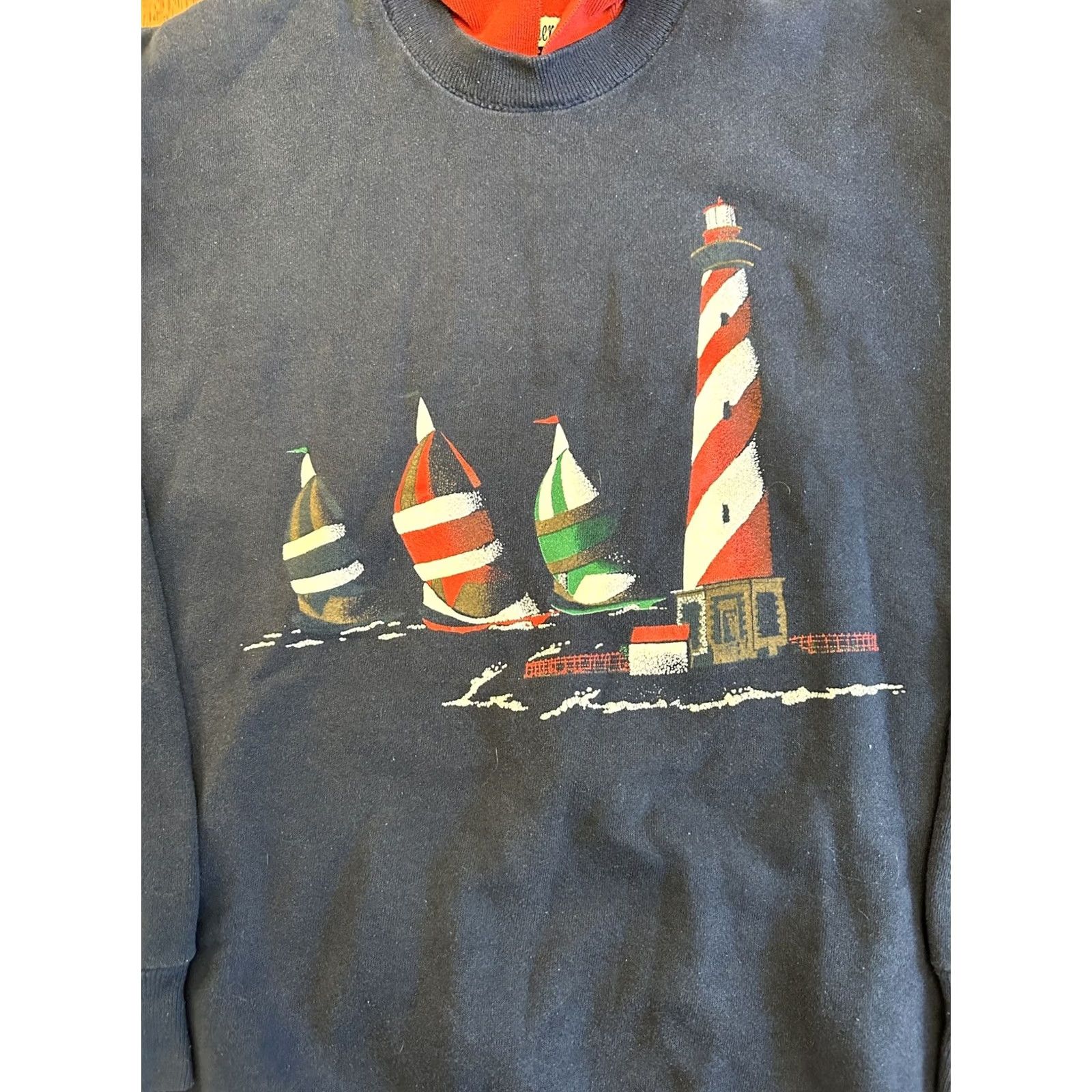 Vintage VINTAGE Gopher Sport Collared Sweatshirt XL Women Blue 90s Bear Graphic Print Lighthouse Size XL / US 12-14 / IT 48-50 - 4 Thumbnail