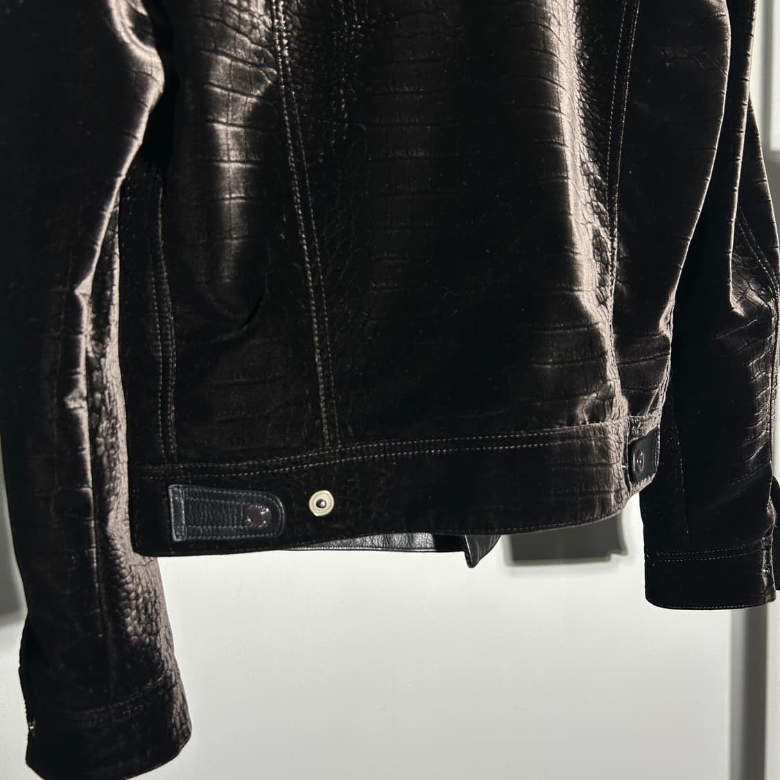 Tom Ford Tom Ford Leather Trimmed Croc-Effect Velvet Jacket Size US M / EU 48-50 / 2 - 6 Thumbnail