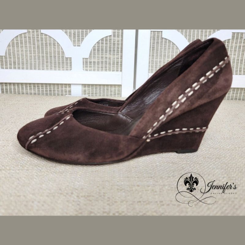 Cole Haan Cole Haan Women's Dark Brown Trina Suede Wedges Size US 6.5 / IT 36.5 - 5 Thumbnail