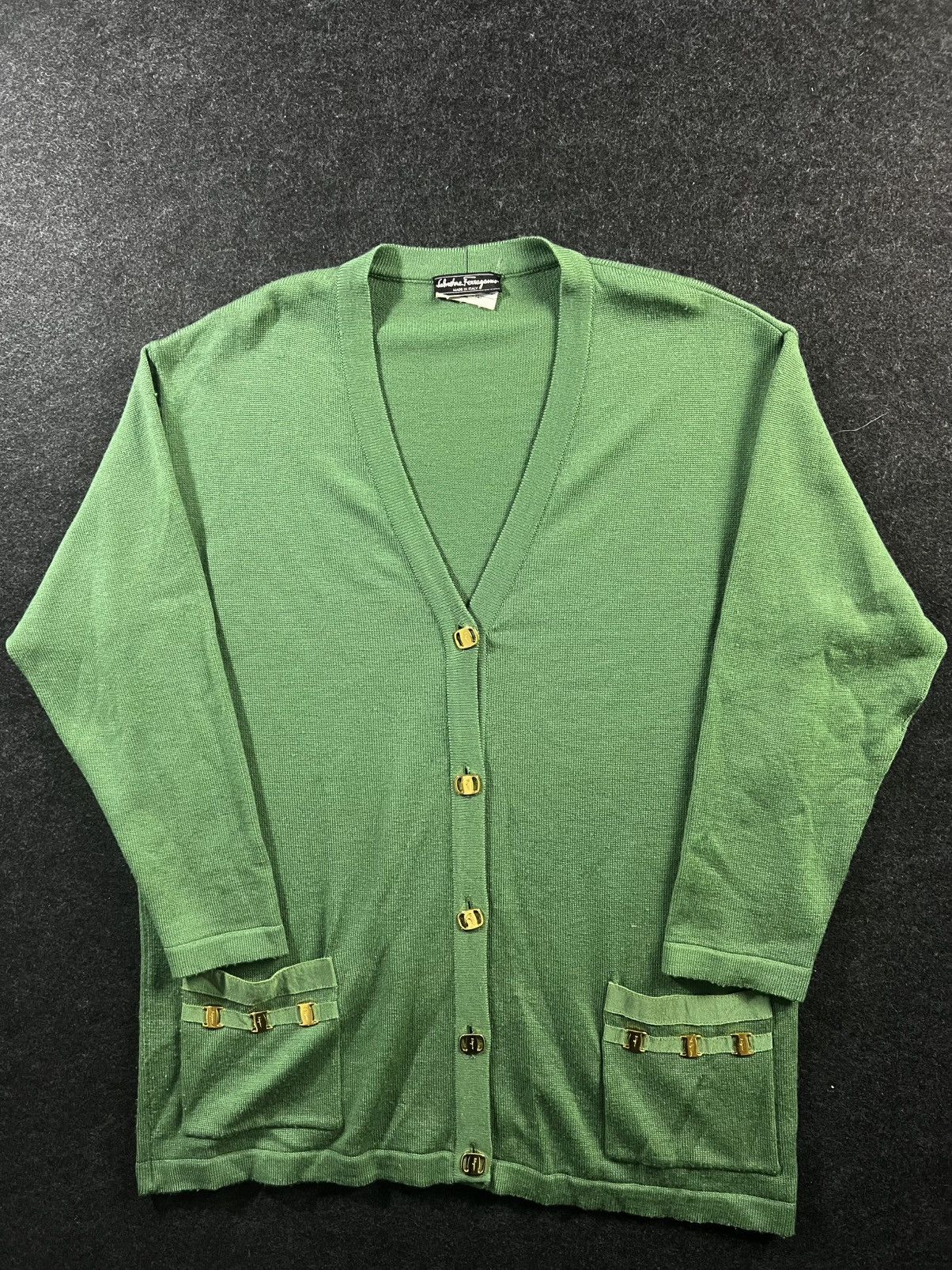 Salvatore Ferragamo 90’s salvatore ferragamo green knitted cardigan gold button Size US L / EU 52-54 / 3 - 2 Thumbnail