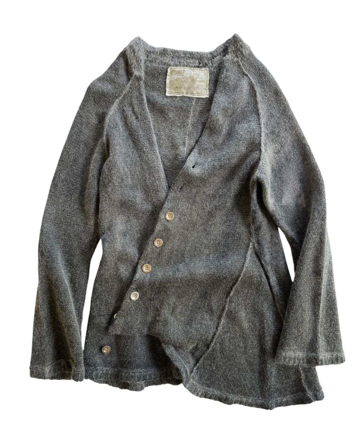Japanese Brand 2005 Ambient Iconic Assymetrical Wool Mohair Cardigan Size S / US 4 / IT 40 - 1 Thumbnail