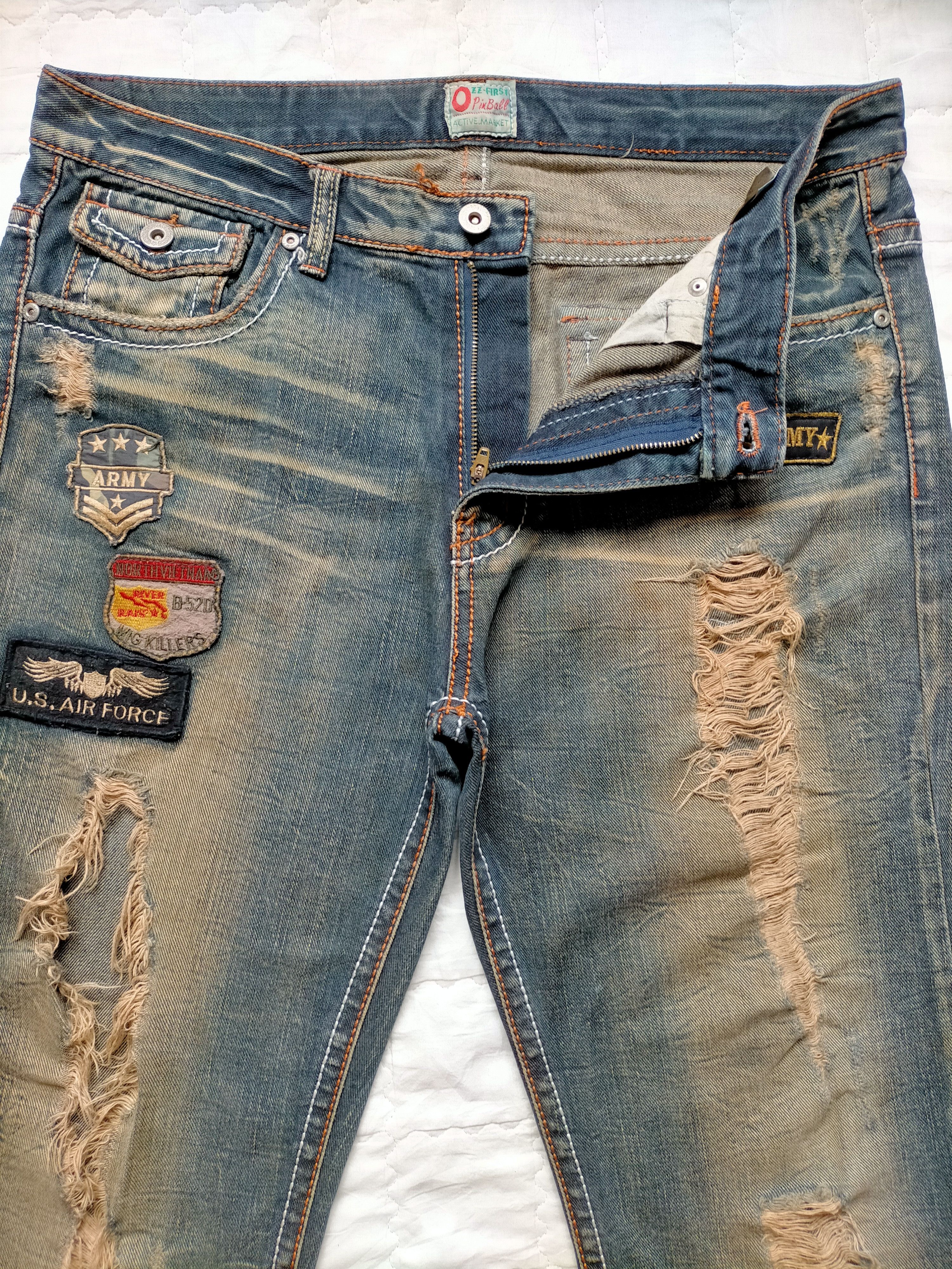 If Six Was Nine Flare Jeans OzzPinball Ripped Patchwork Boot cut denim Size US 35 - 2 Thumbnail