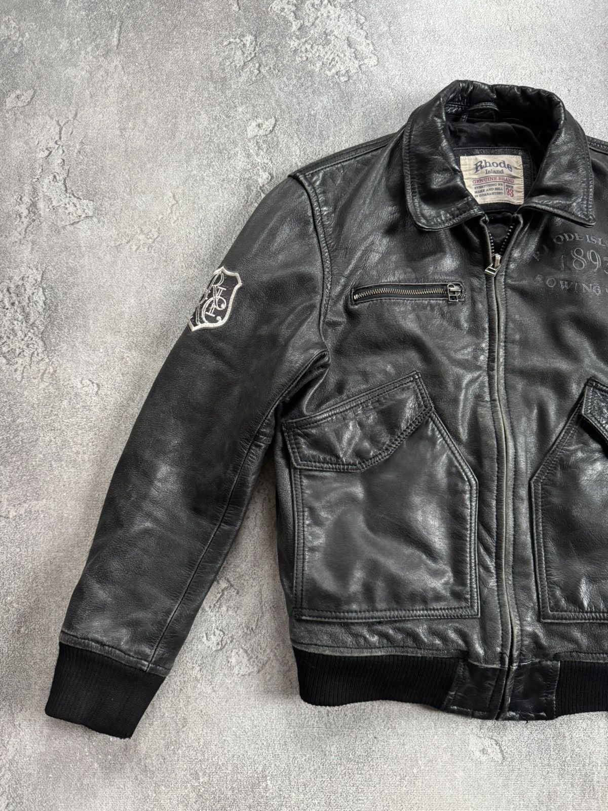 Genuine Leather Rhode Island S/size leather aviator bomber zip jacket pilot Size US S / EU 44-46 / 1 - 7 Thumbnail
