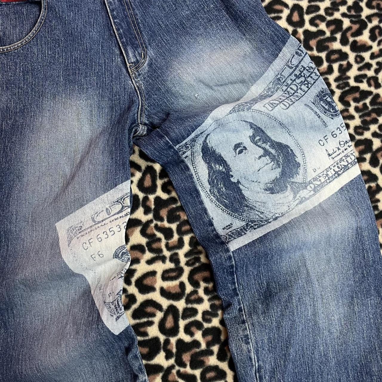 Other Baggy Nova Jeans with Benjamin Franklin money print Size US 34 / EU 50 - 3 Thumbnail