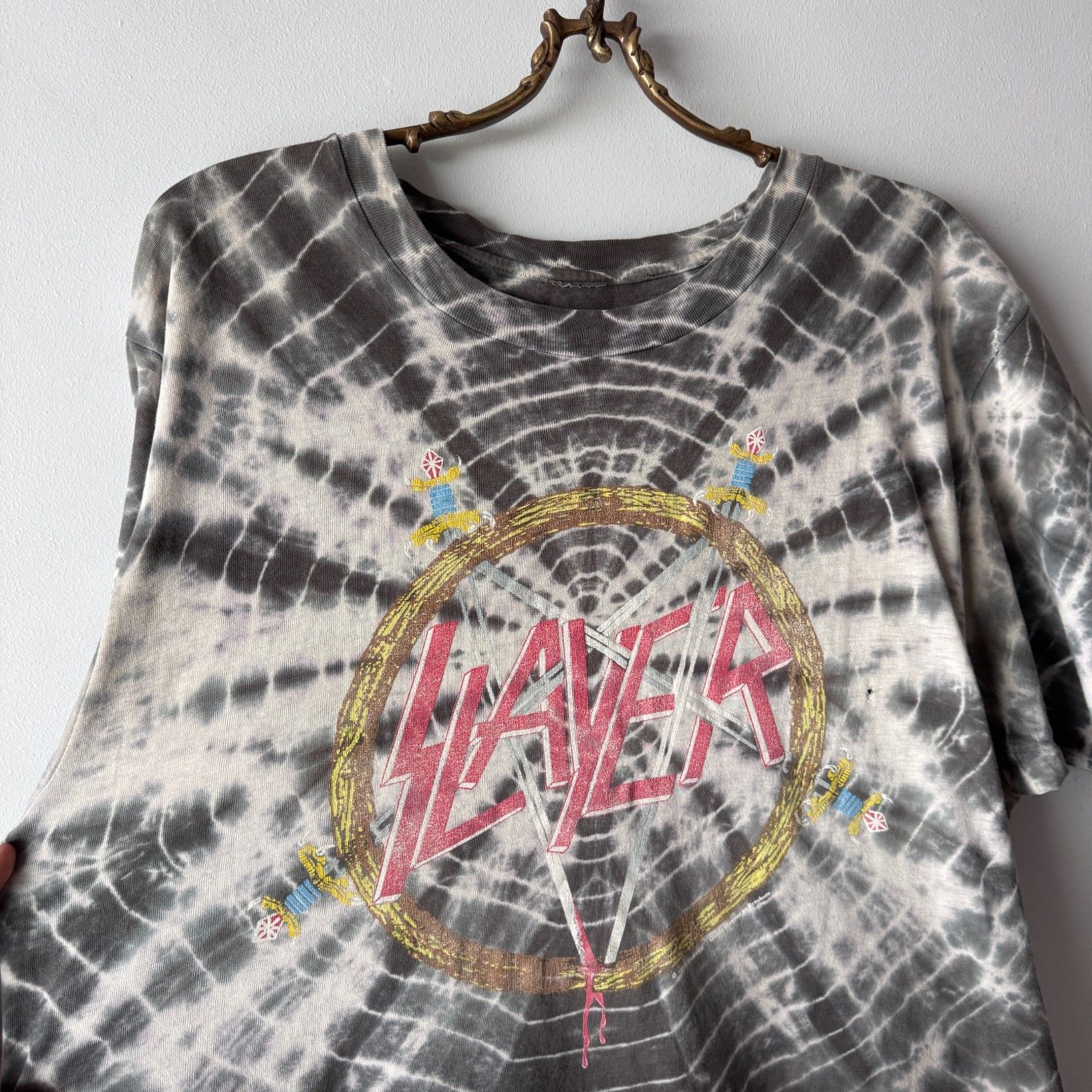 Vintage Slayer Band Rare T-shirt Single Stitch 1990s Rock Metal Size US XL / EU 56 / 4 - 4 Thumbnail
