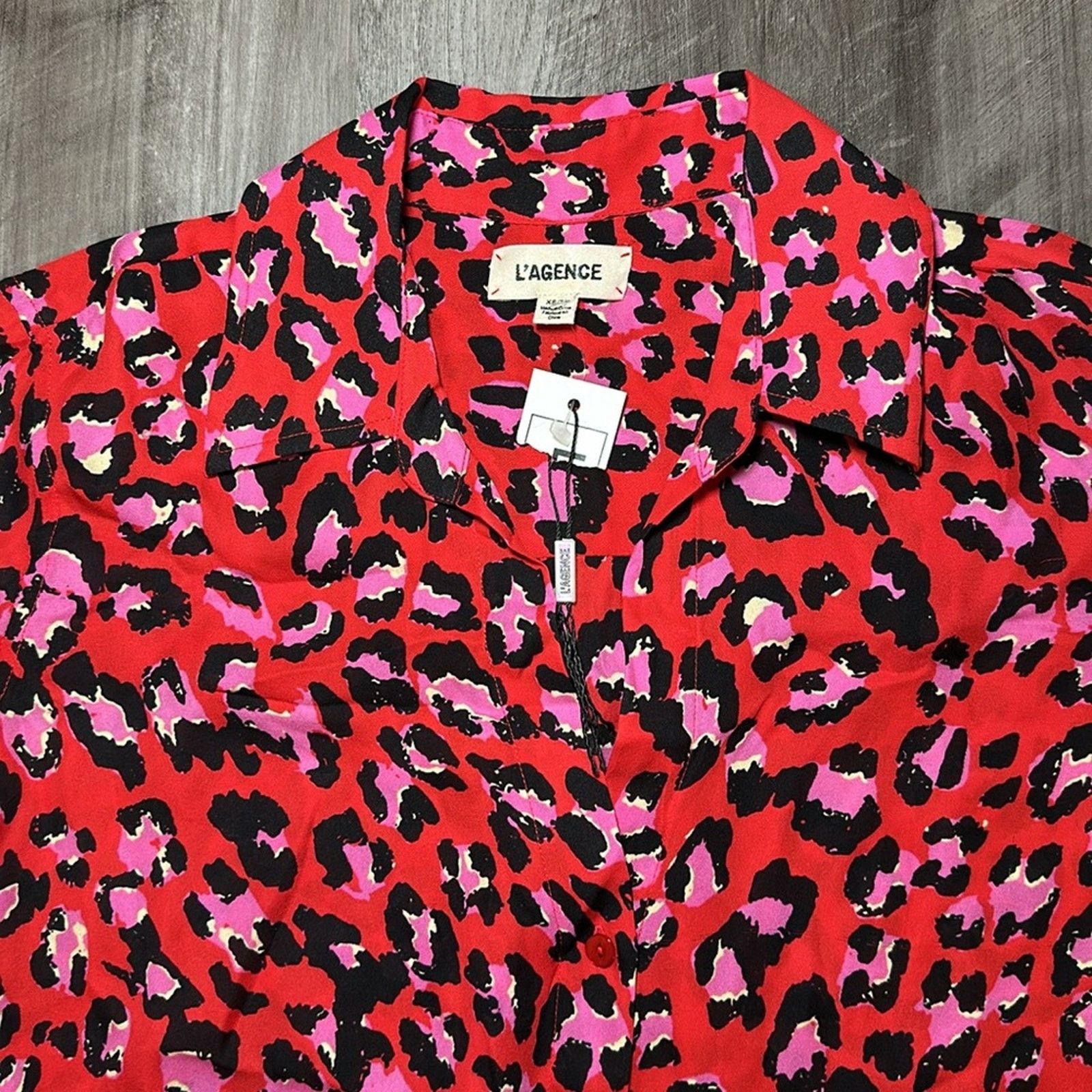 L'AGENCE L’Agence Silk Leopard Blouse - XS Size XS / US 0-2 / IT 36-38 - 4 Thumbnail