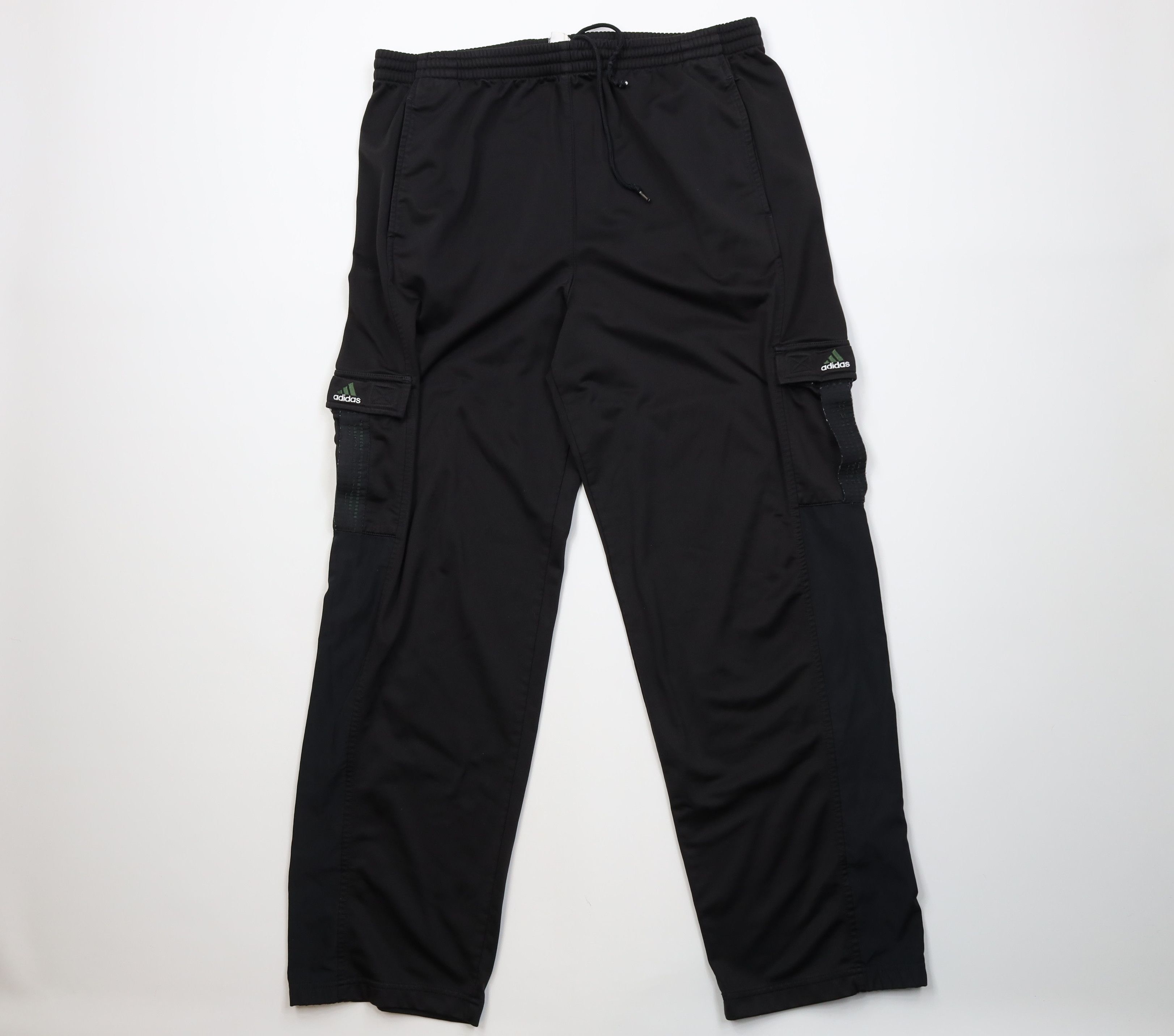 Adidas Vintage 90s Adidas Spell Out Wide Leg Cargo Pants Black Size US 38 / EU 54 - 1 Thumbnail